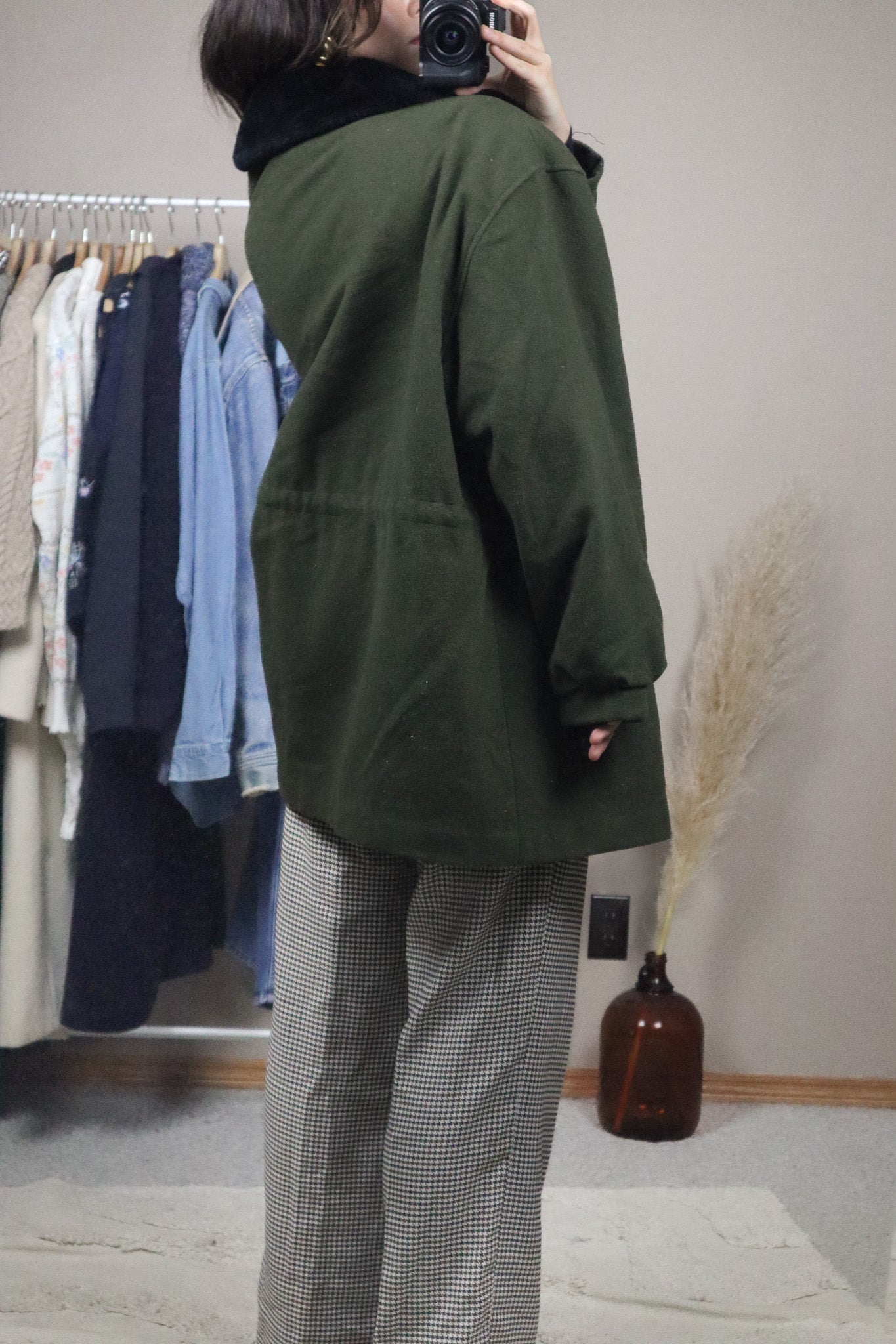 Vintage x Wool & Faux Fure Collar Jacket (L)