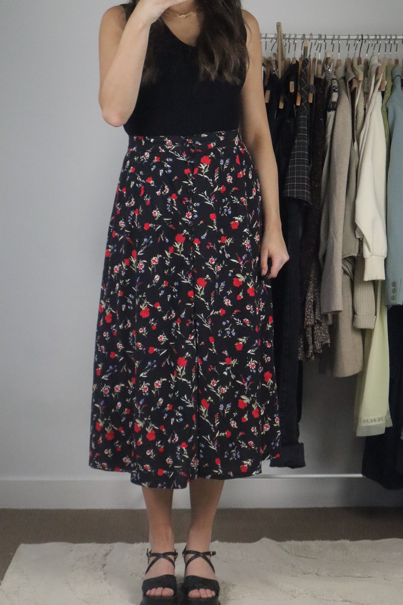 Vintage x Floral Button Down Skirt (XXL/XL)