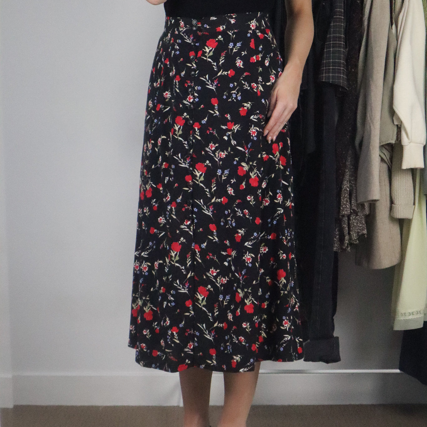 Vintage x Floral Button Down Skirt (XXL/XL)