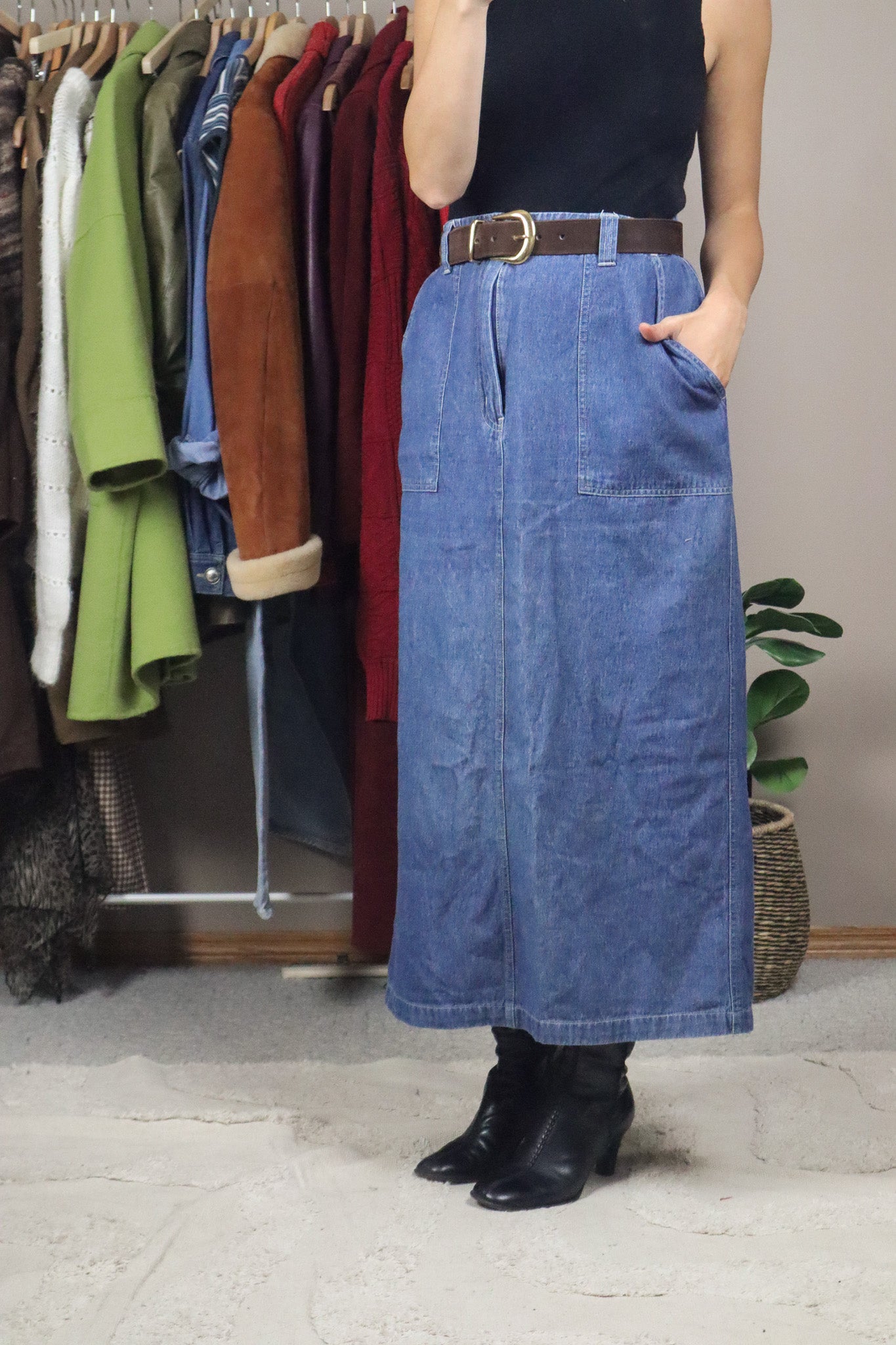 Vintage x Denim Maxi Skirt (12/14)