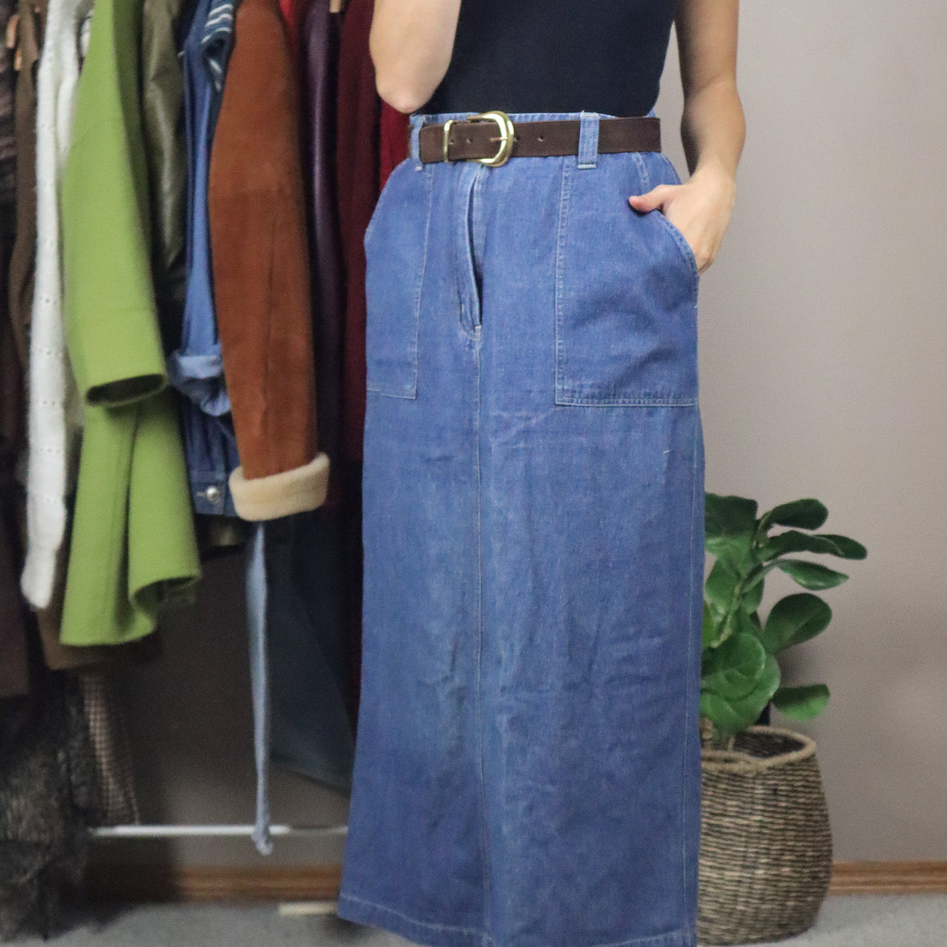 Vintage x Denim Maxi Skirt (12/14)