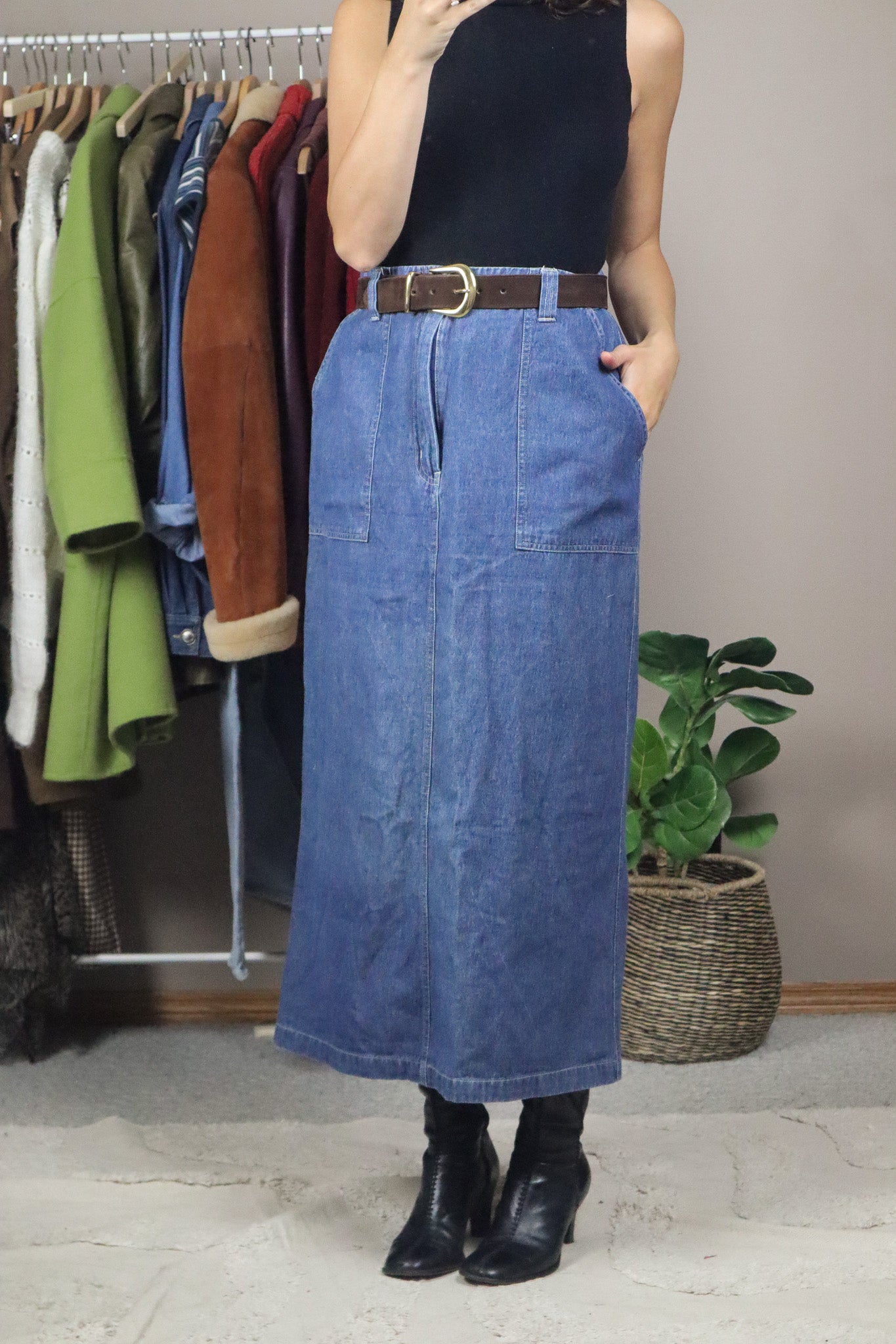 Vintage x Denim Maxi Skirt (12/14)