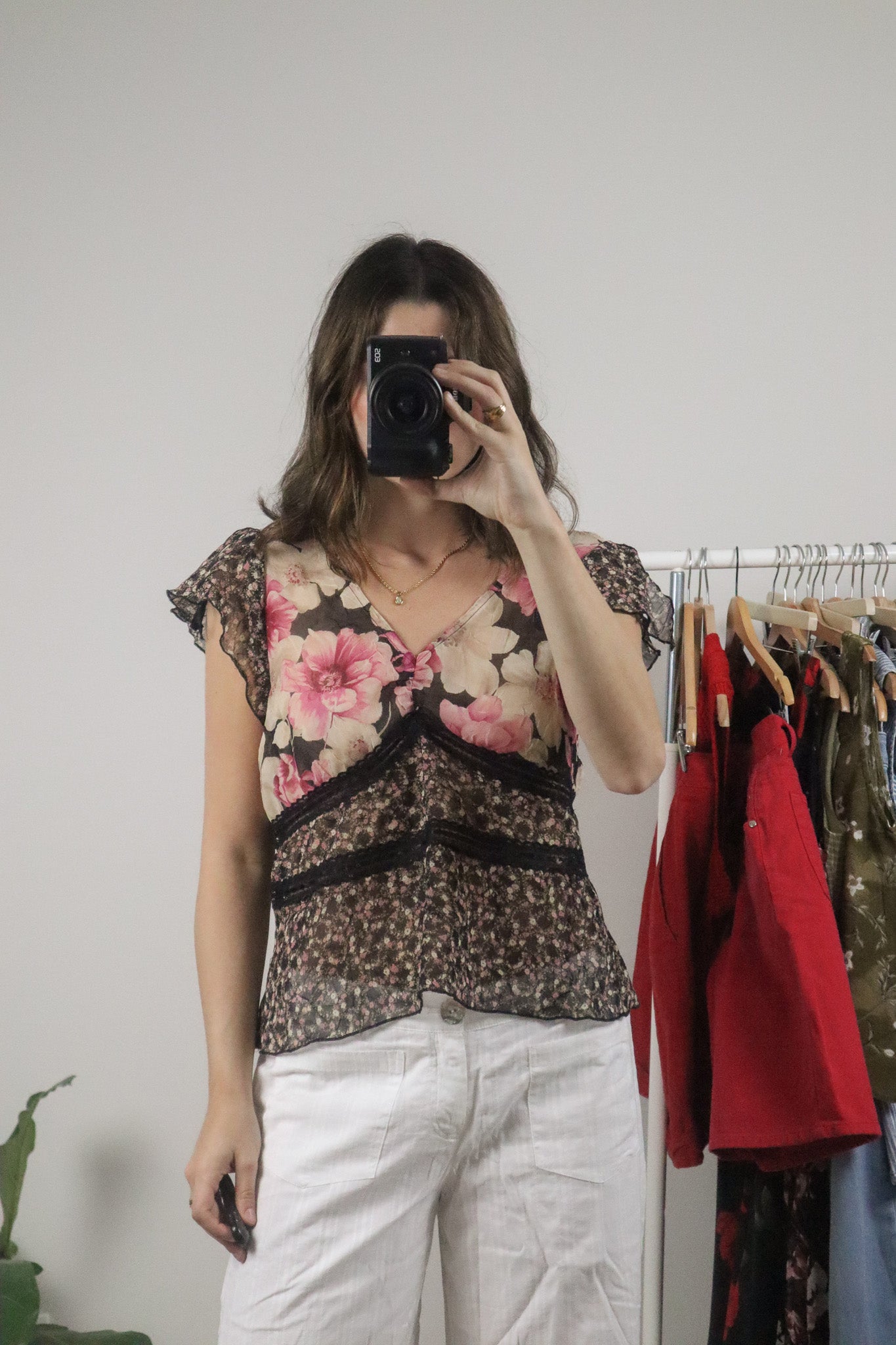 Made in USA x Vintage x Multi-pattered Lace Top (L)