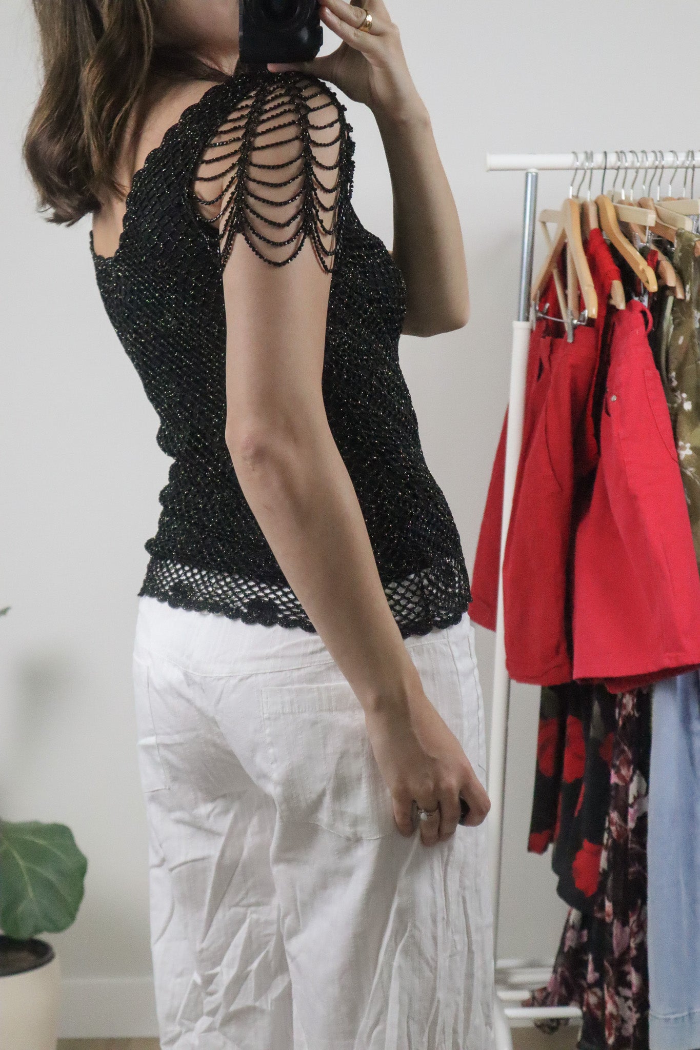 Vintage x Crochet Beaded Top (S)