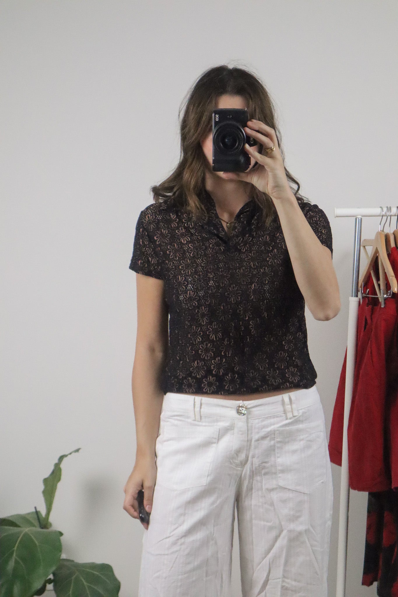 Vintage x Lace Flower Collared Top (M)