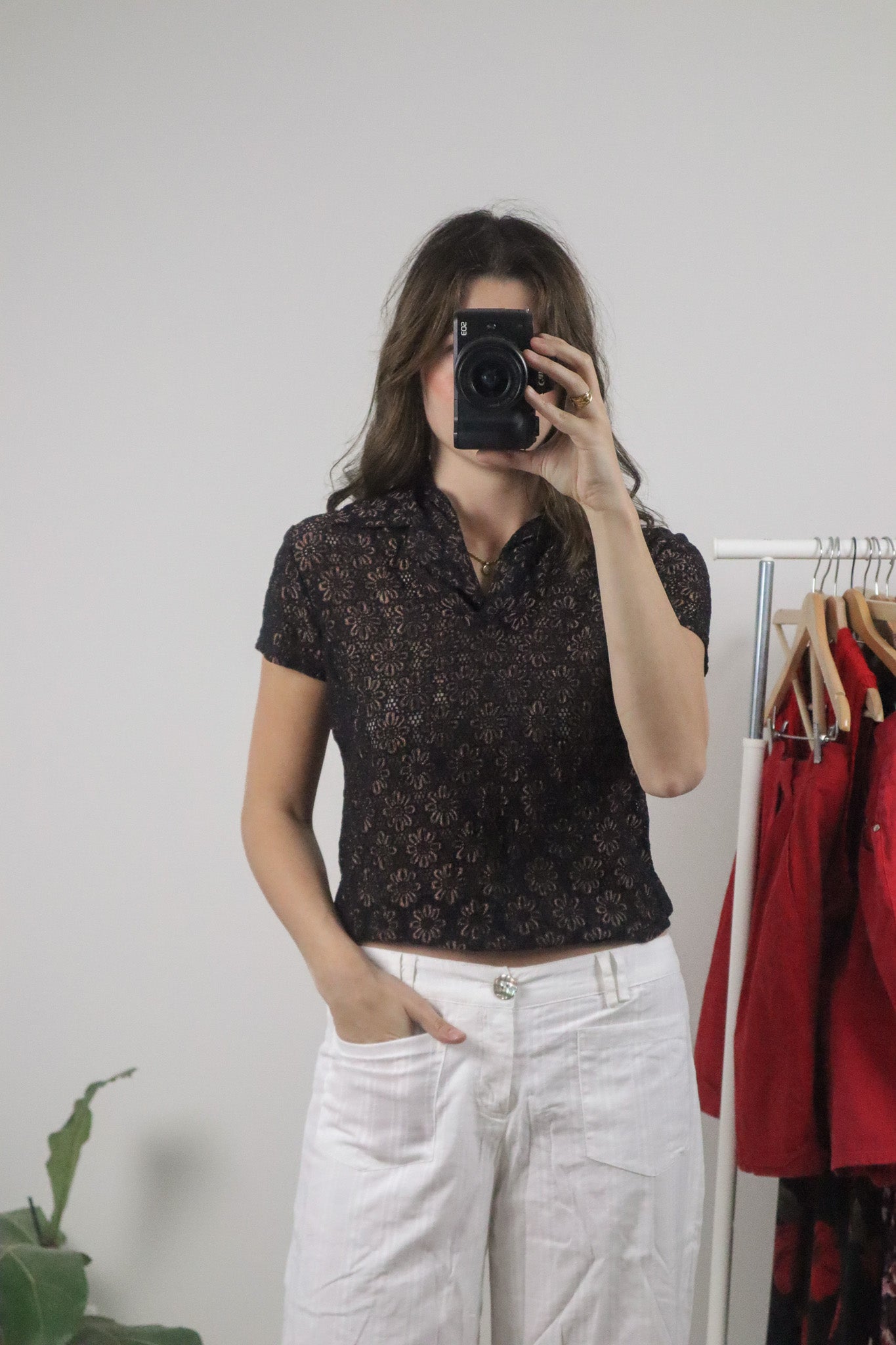 Vintage x Lace Flower Collared Top (M)