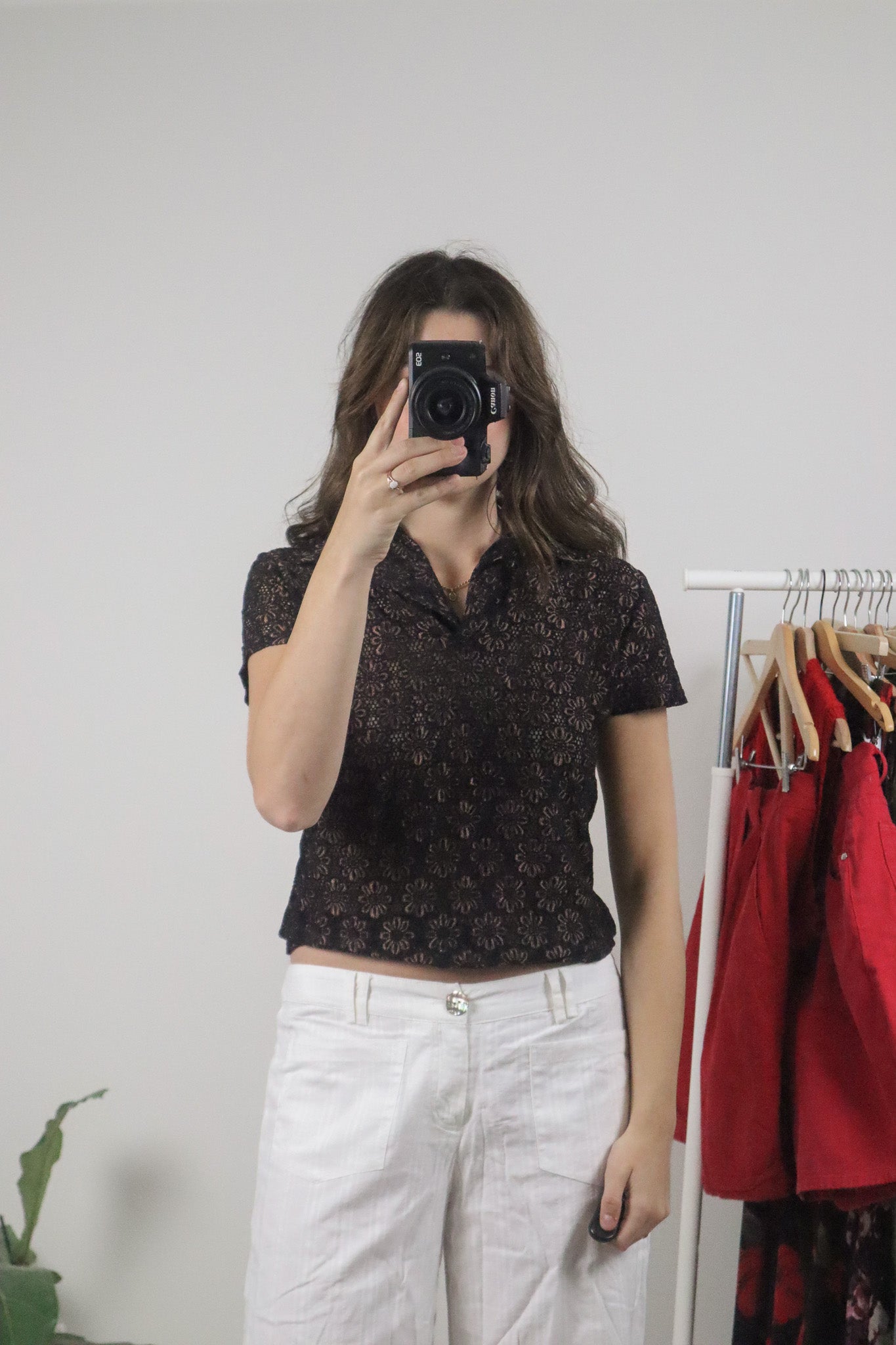 Vintage x Lace Flower Collared Top (M)