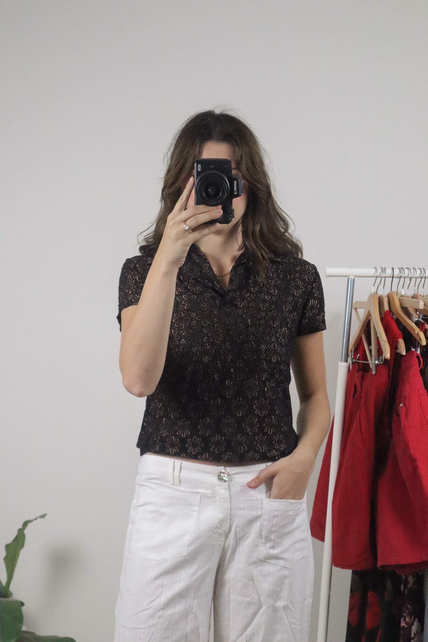 Vintage x Lace Flower Collared Top (M)