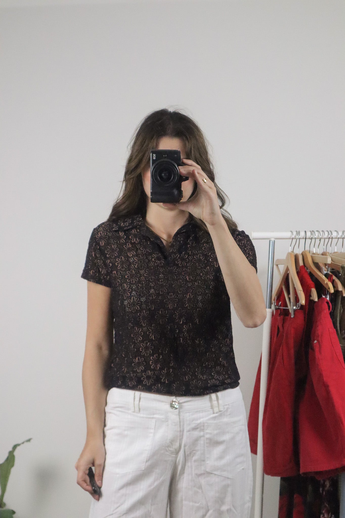 Vintage x Lace Flower Collared Top (M)