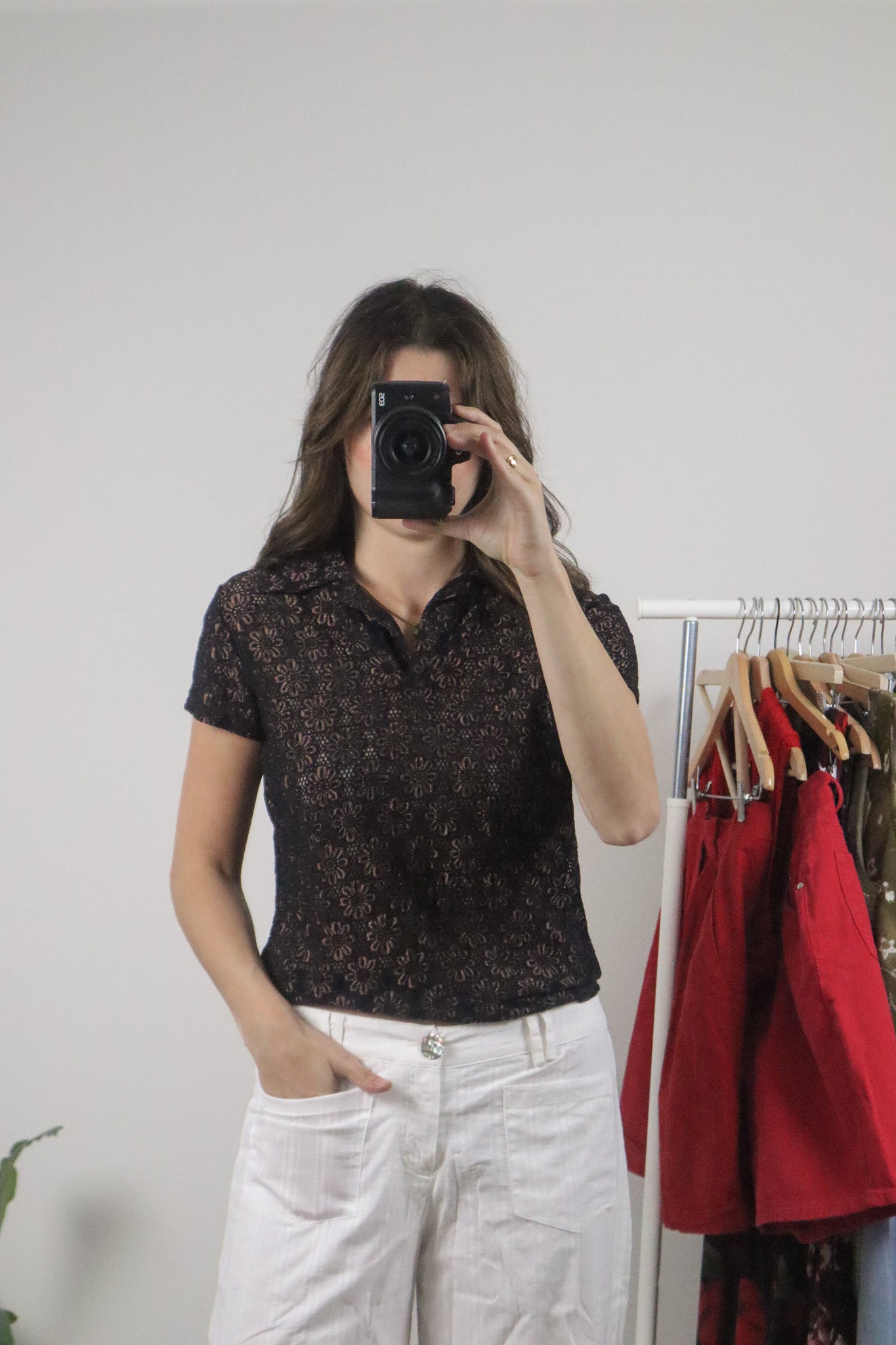 Vintage x Lace Flower Collared Top (M)