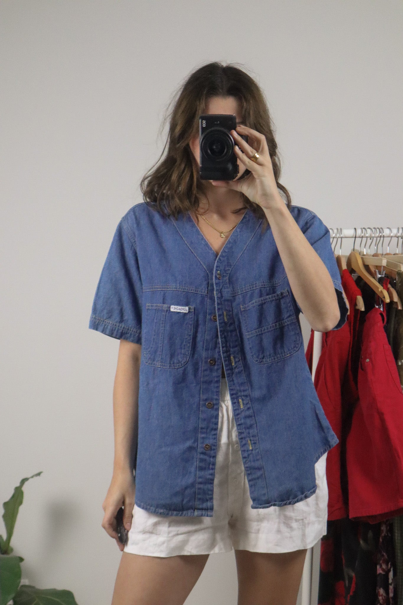 Vintage x Denim Short Sleeve Button Up (M/L)