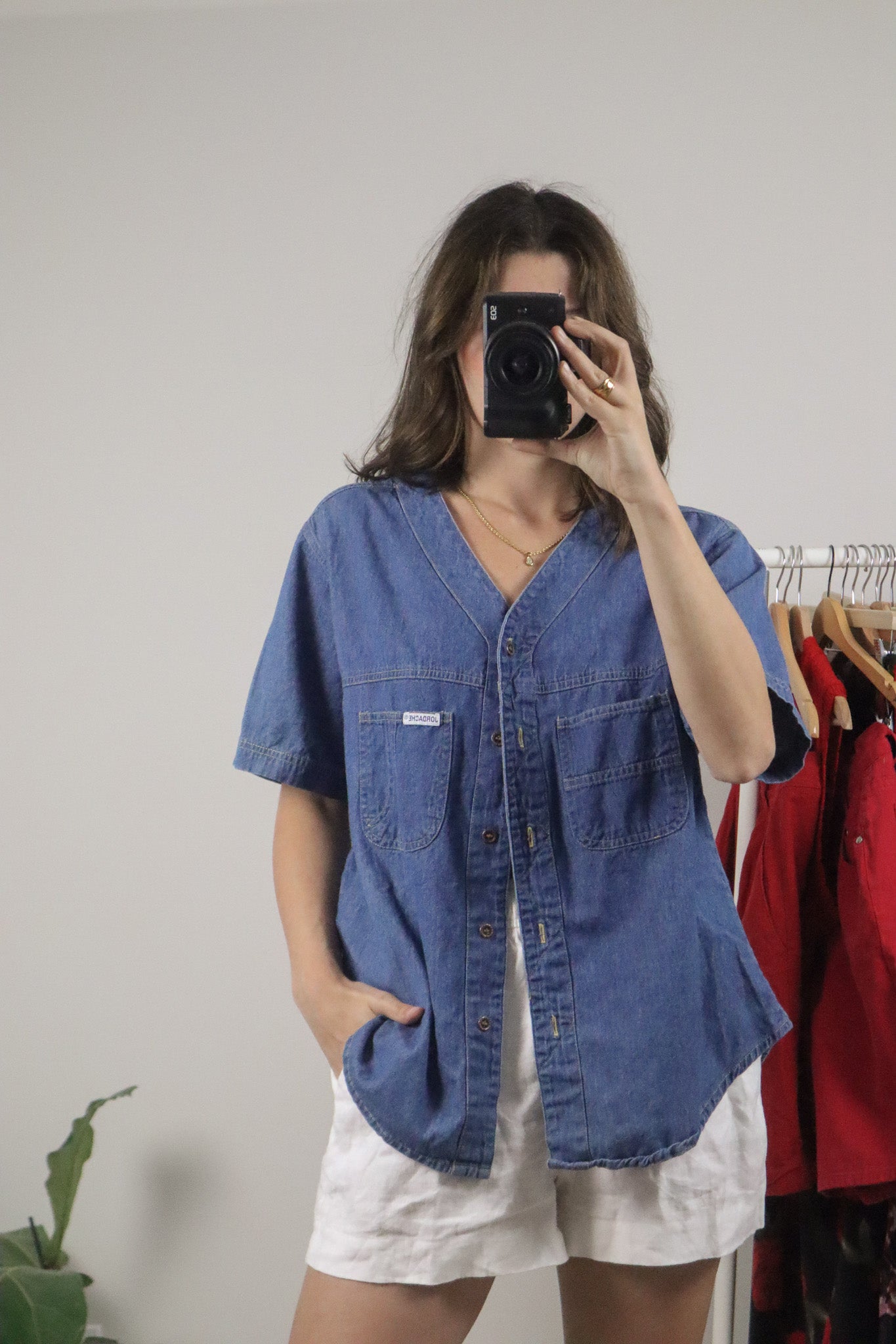 Vintage x Denim Short Sleeve Button Up (M/L)