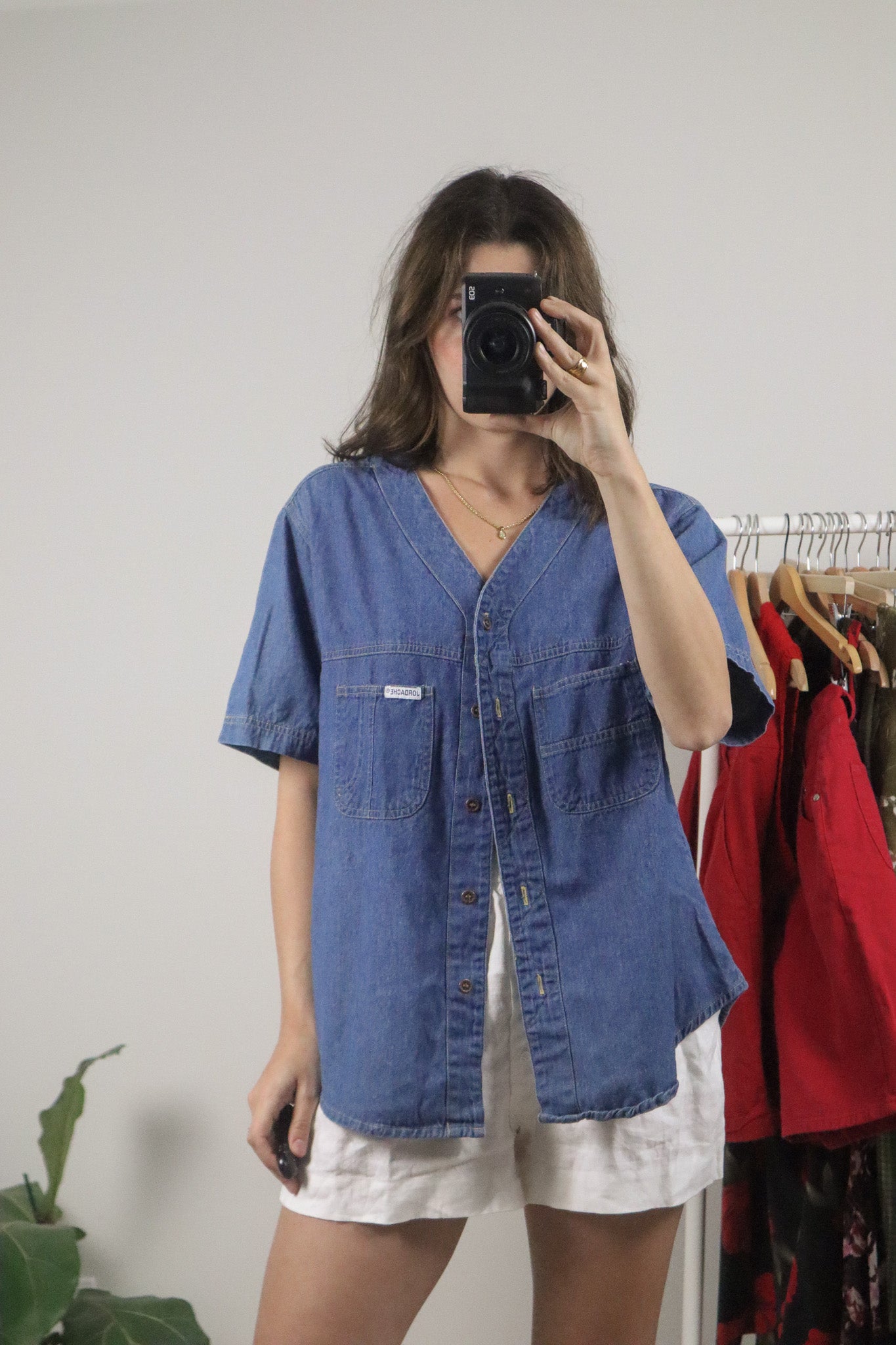 Vintage x Denim Short Sleeve Button Up (M/L)