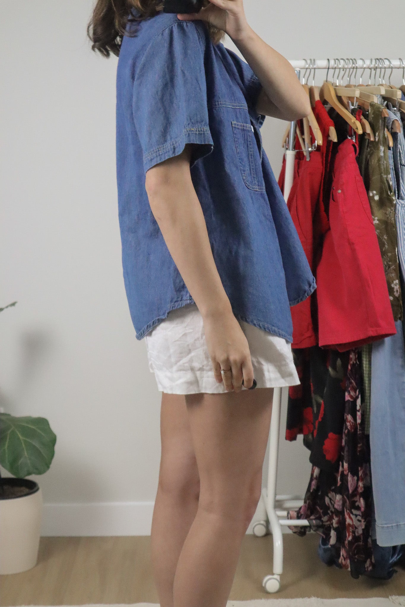 Vintage x Denim Short Sleeve Button Up (M/L)