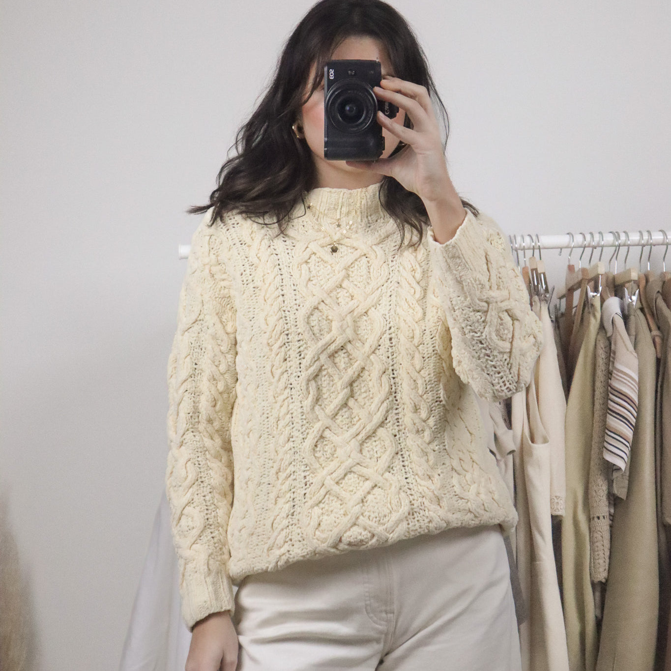 Vintage x Cotton Chunky Hand Knit Sweater (S)