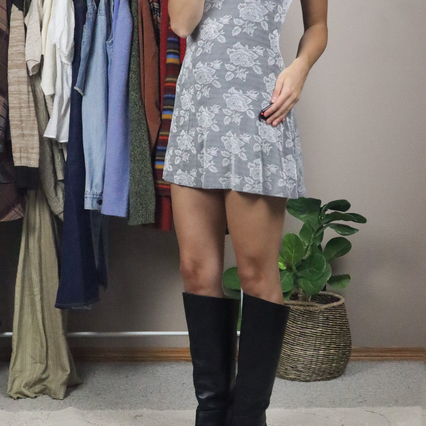 Made in USA x Vintage x Floral Mini Dress (XS/S)