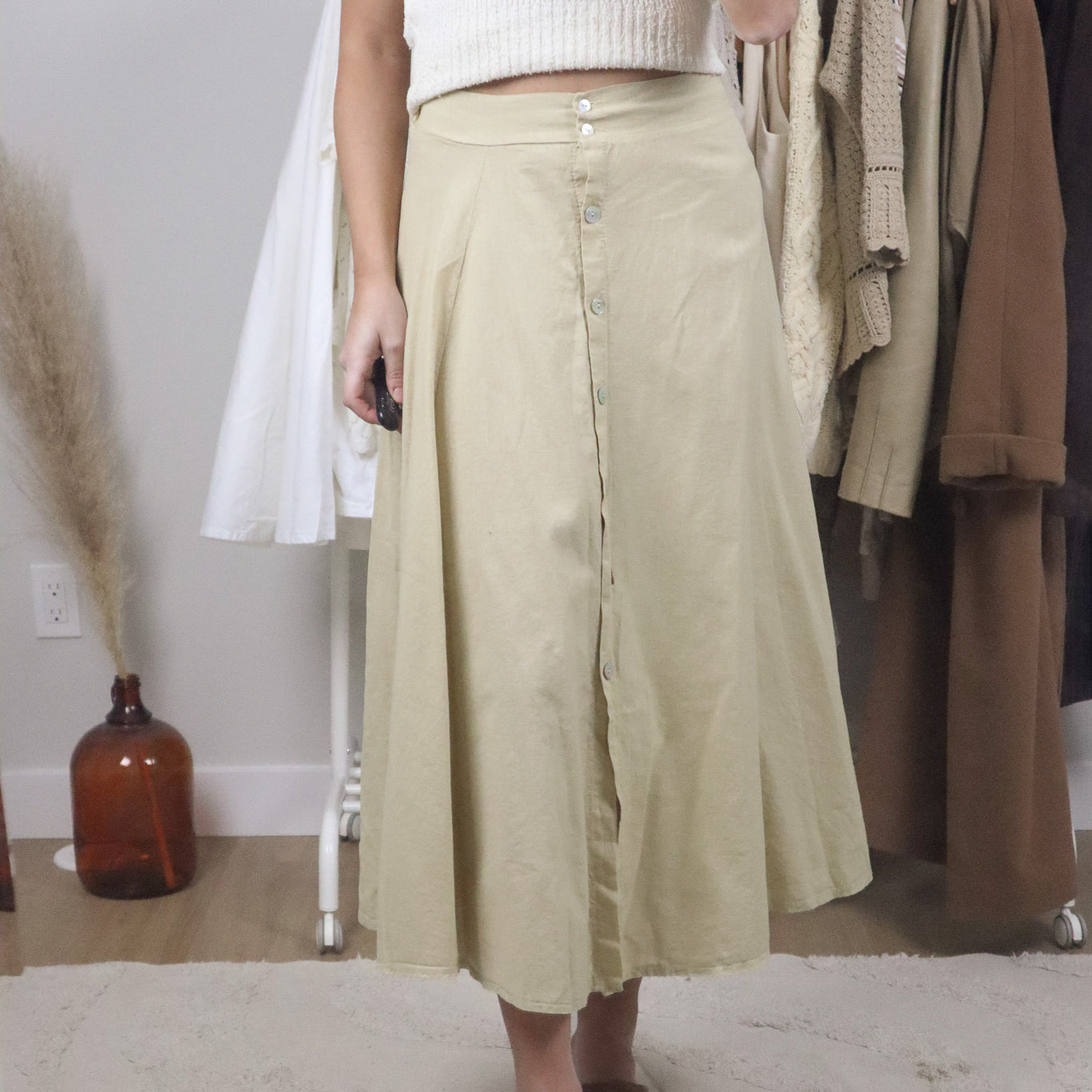 Made in Italy x Vintage x Linen/Cotton Blend Maxi Skirt (6)