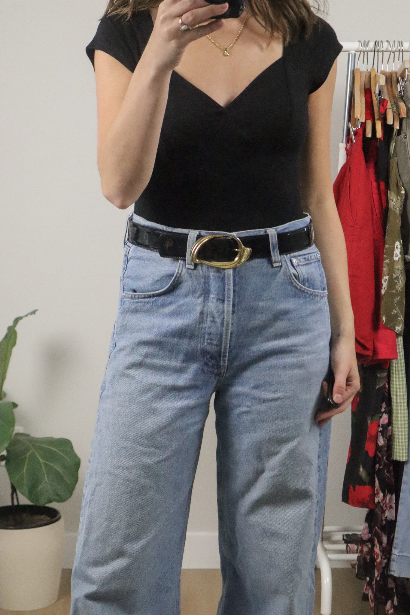 Vintage x Patent Leather Belt (M)