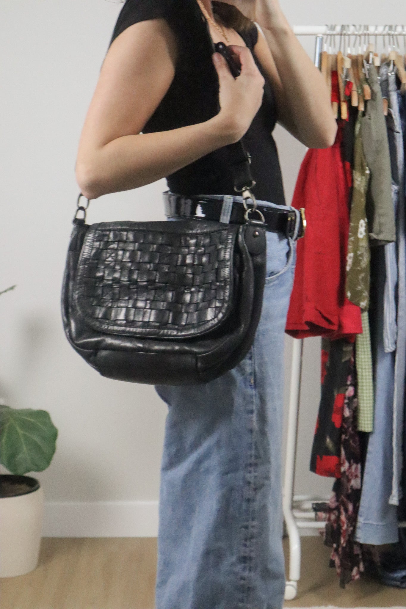 Made in Italy x Vintage x Leather Woven Purse