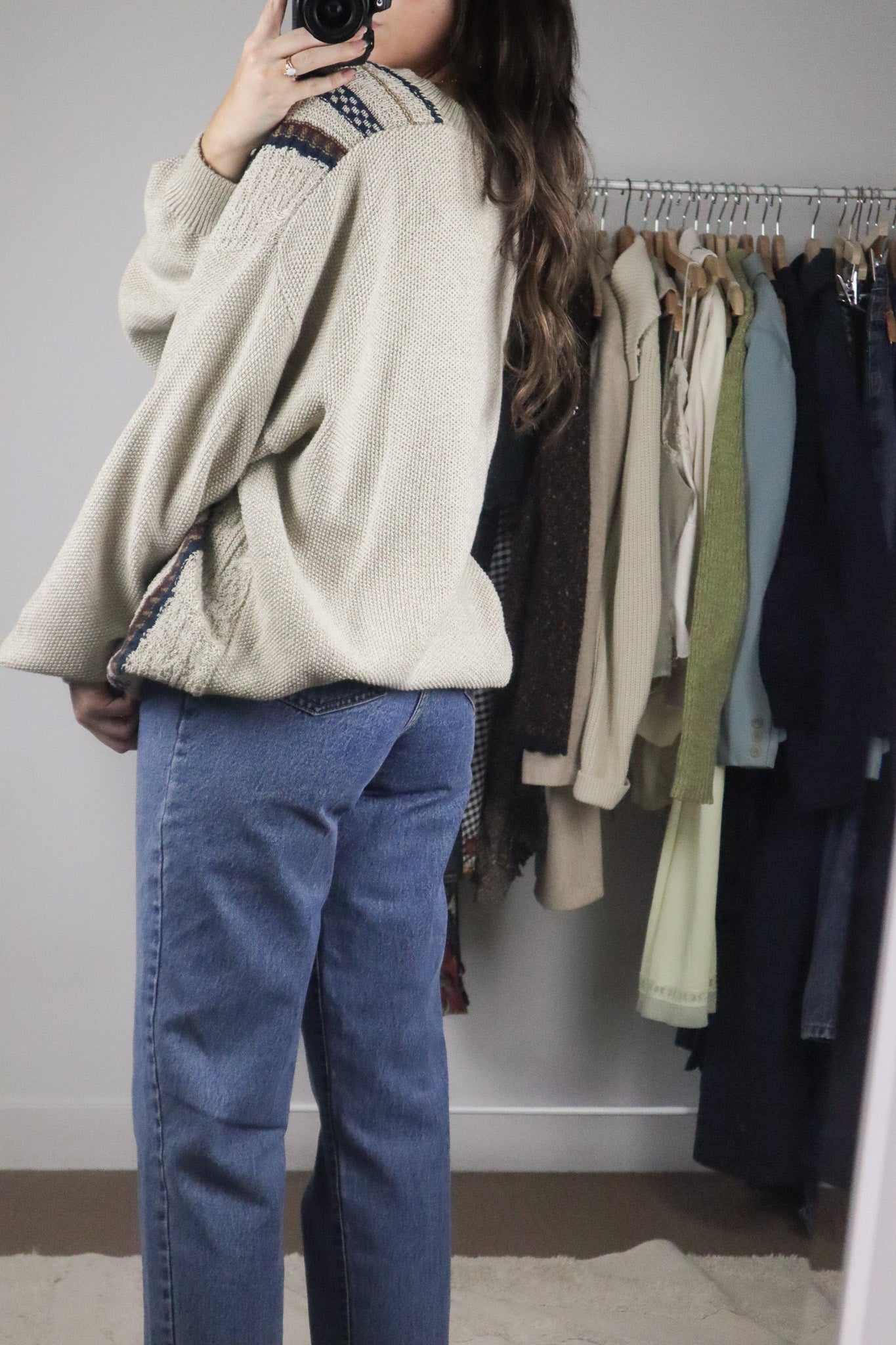 Vintage x Patterned V-Neck Sweater (L/XL)