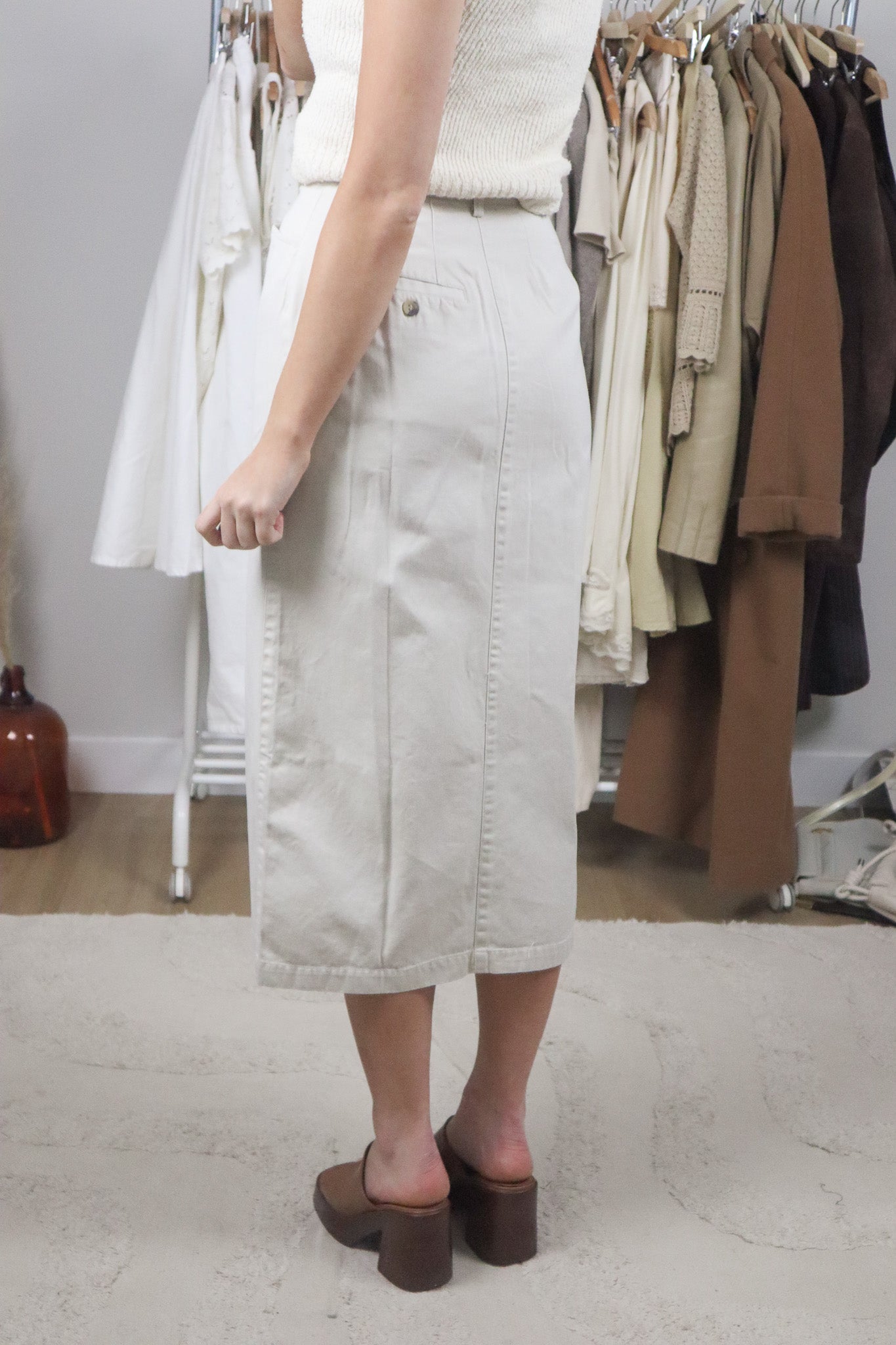 Vintage x Cotton Button Maxi Skirt (XS)