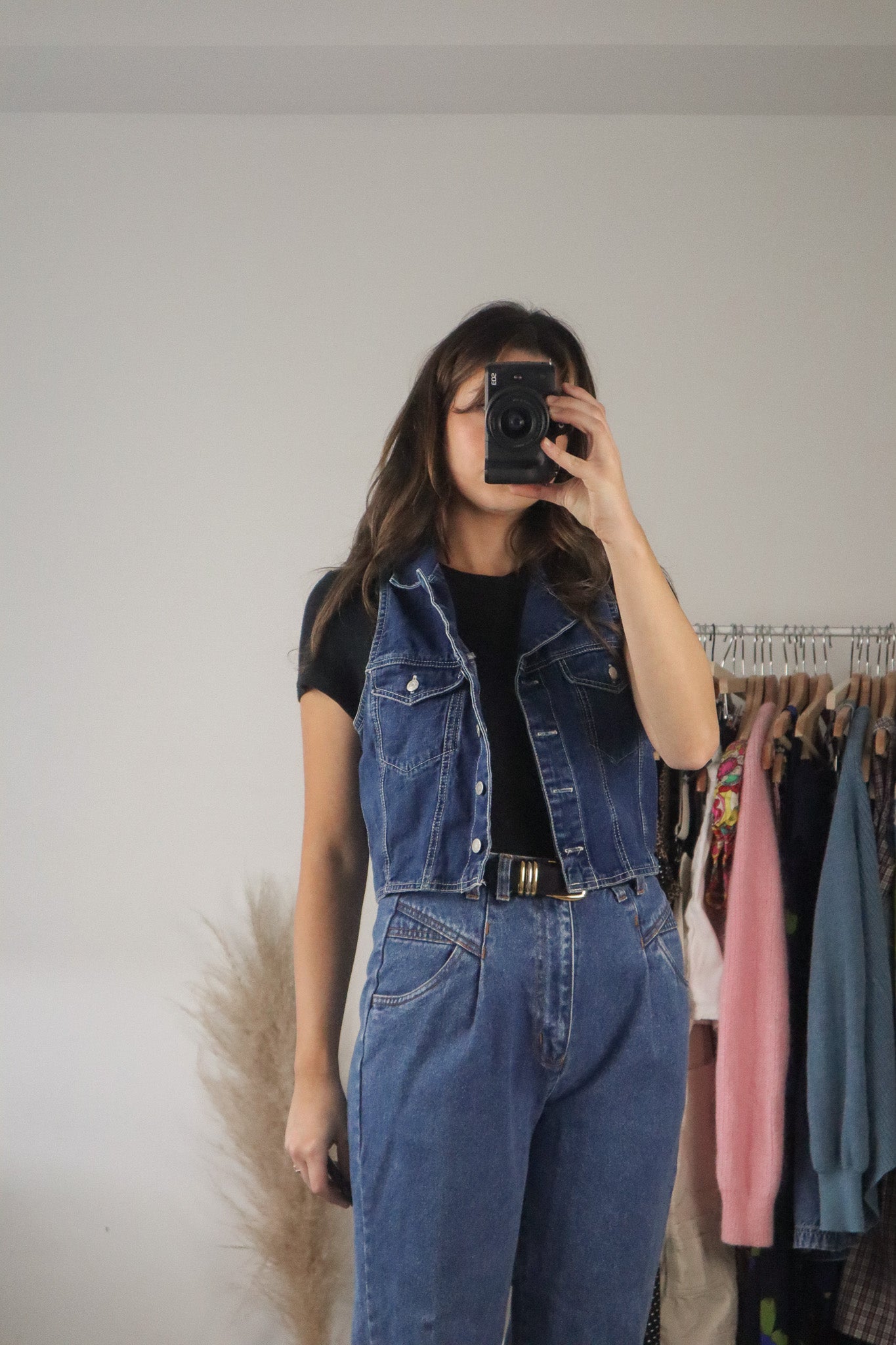 Vintage x Cropped Denim Vest (XS/S)