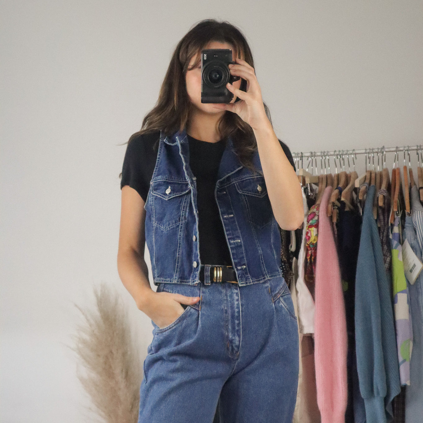 Vintage x Cropped Denim Vest (XS/S)