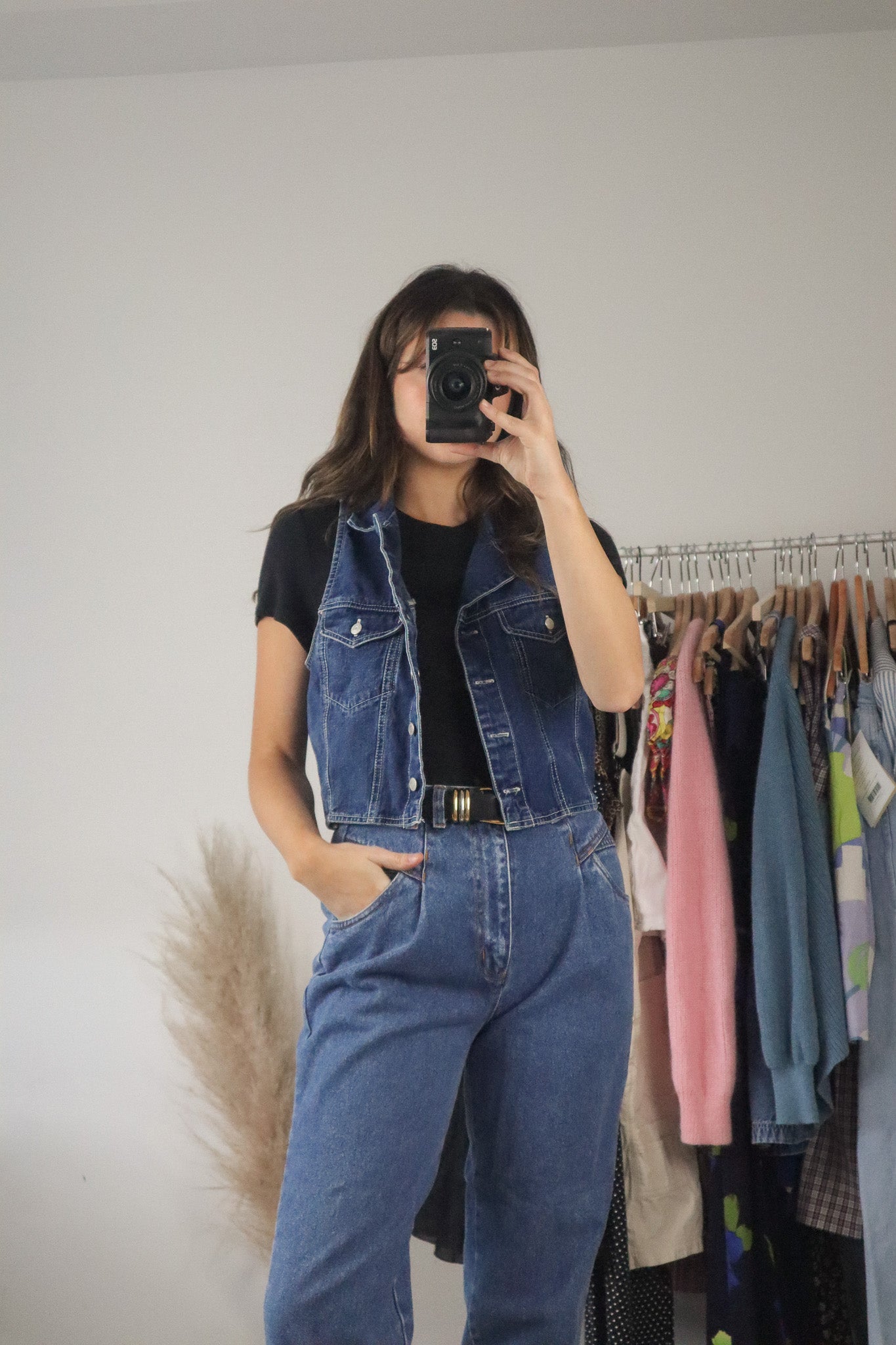 Vintage x Cropped Denim Vest (XS/S)