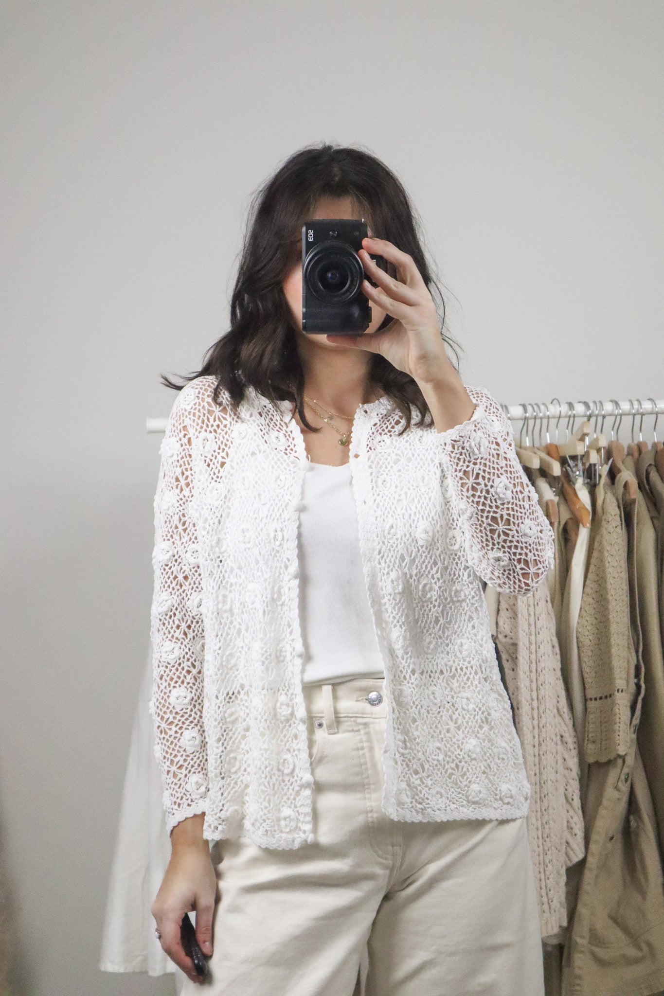 Vintage x Crochet Flower Cardigan (S)