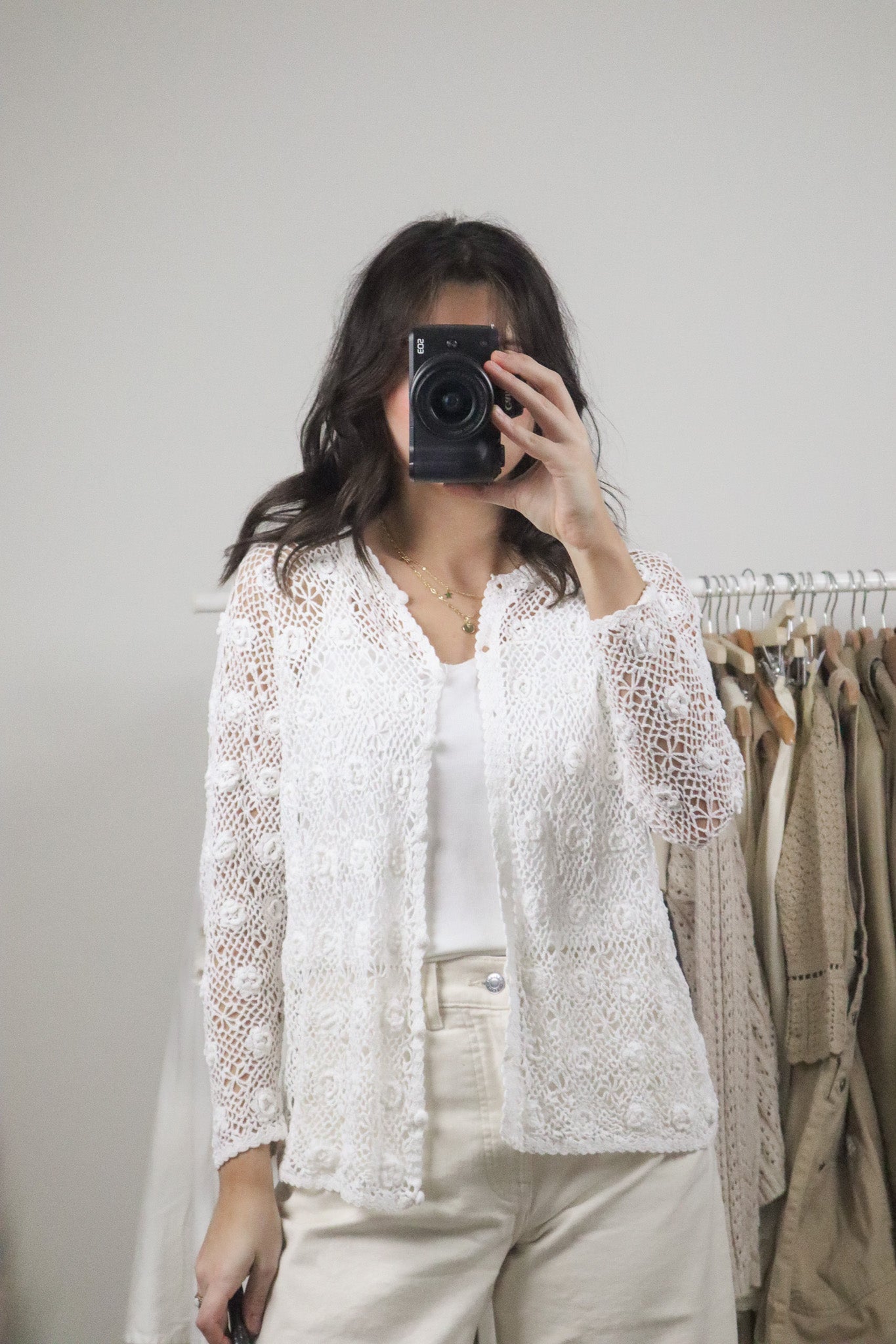 Vintage x Crochet Flower Cardigan (S)
