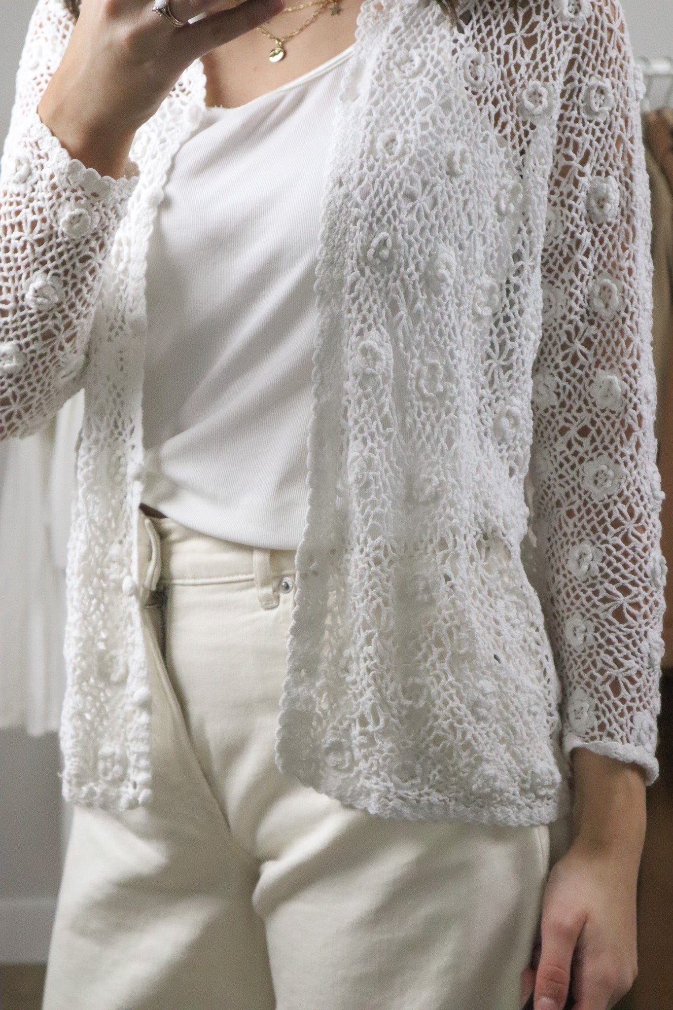 Vintage x Crochet Flower Cardigan (S)