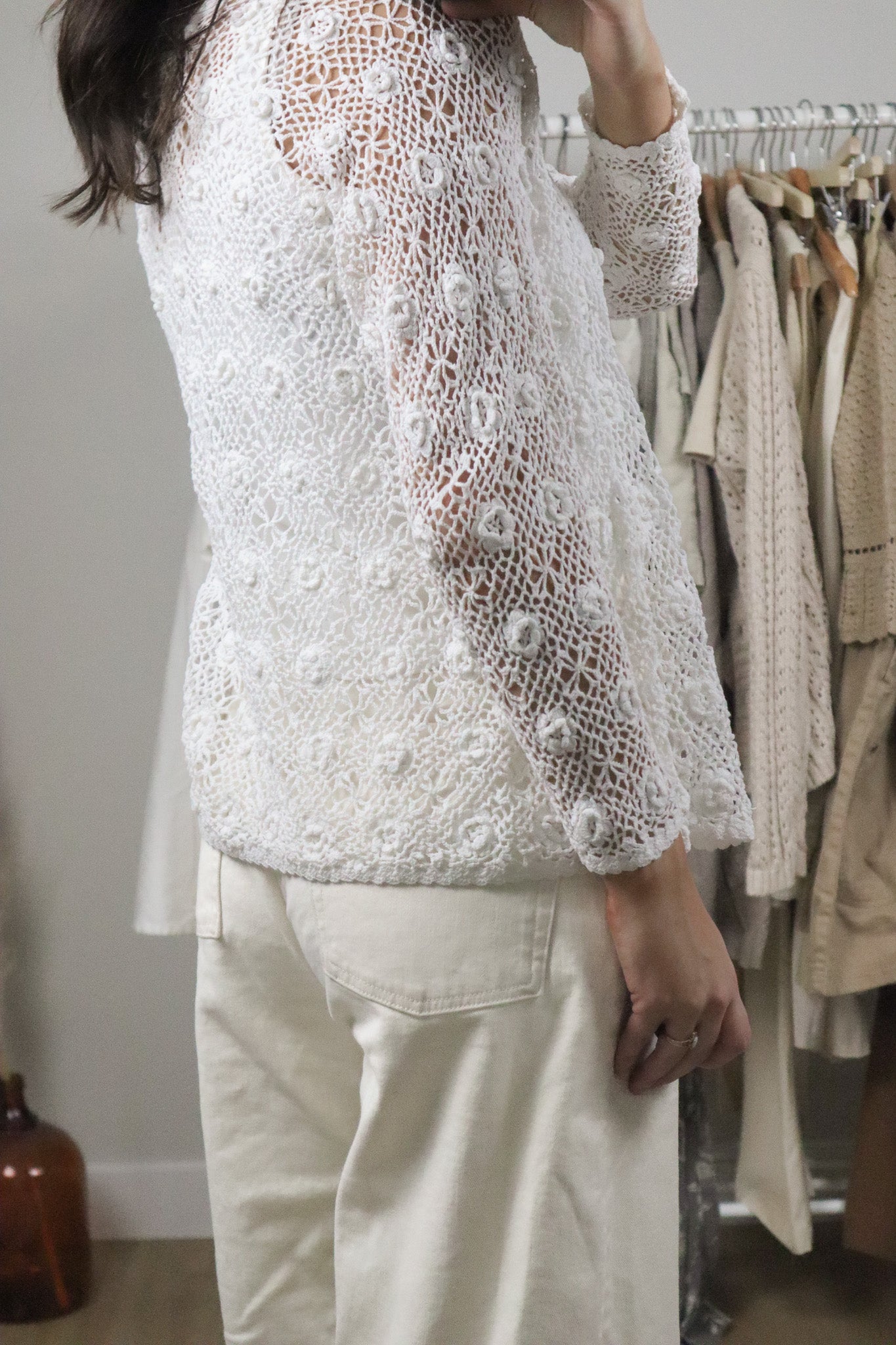 Vintage x Crochet Flower Cardigan (S)