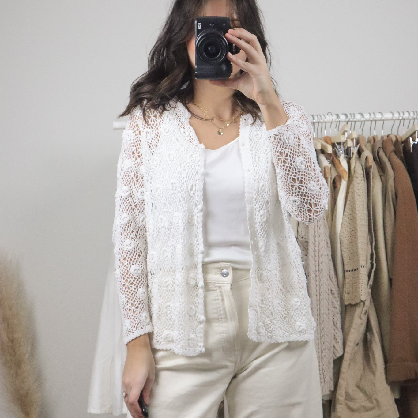 Vintage x Crochet Flower Cardigan (S)