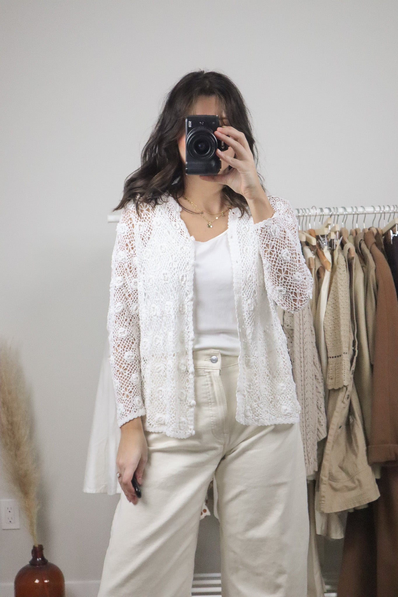 Vintage x Crochet Flower Cardigan (S)
