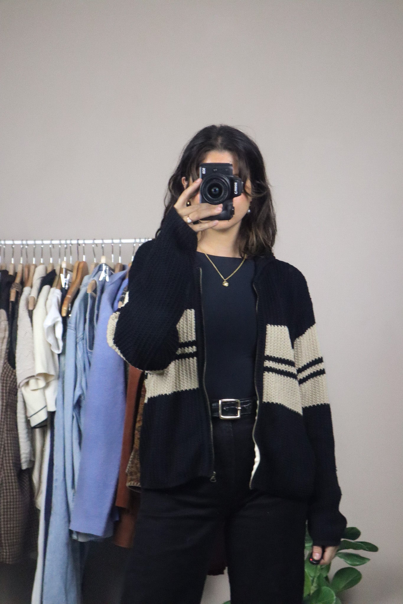 Vintage x Striped Zip Up Knit (M)