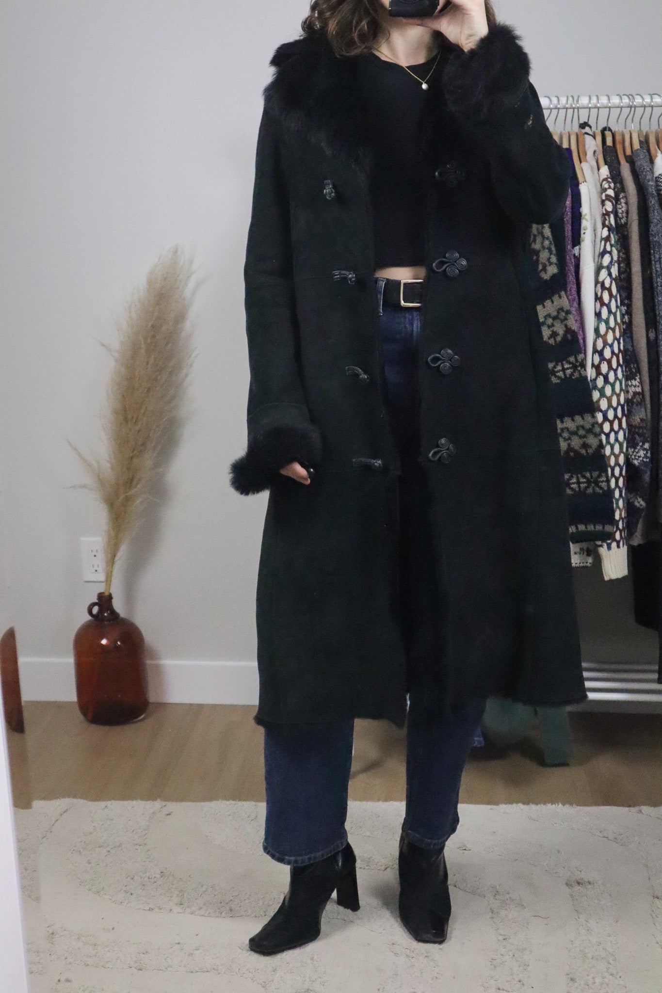 Vintage x Danier x Shearling Suede Coat (XS/S)