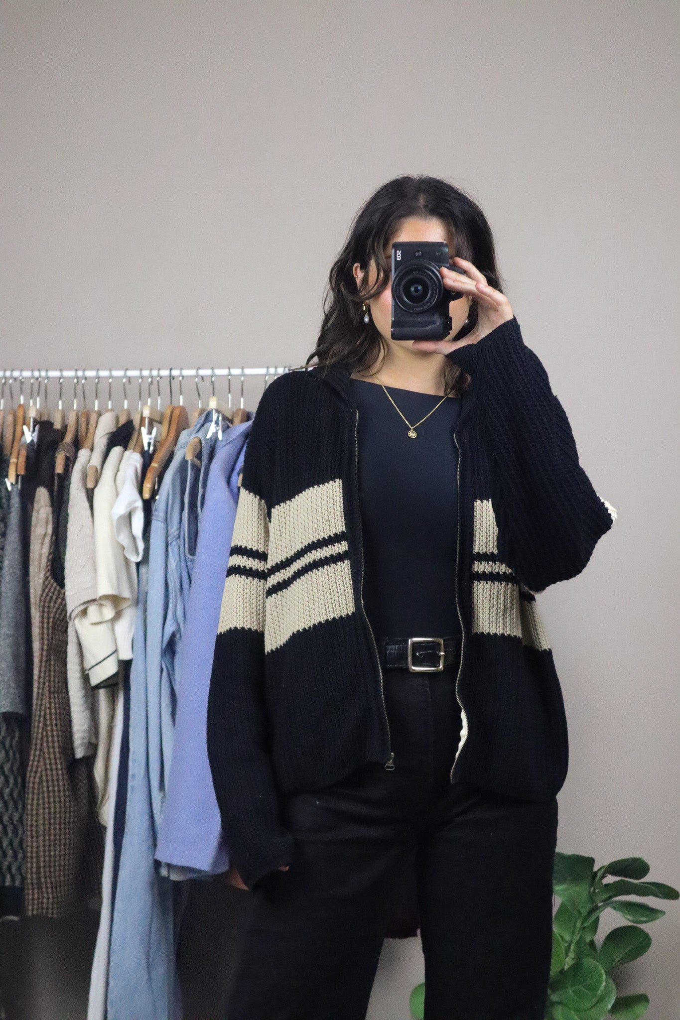 Vintage x Striped Zip Up Knit (M)