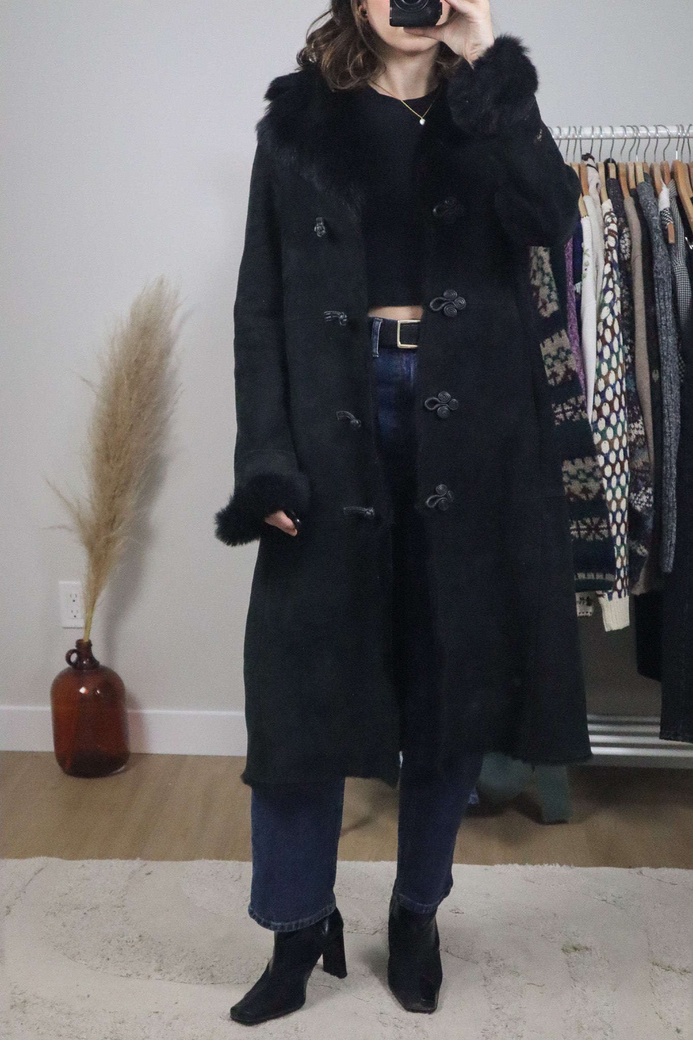 Vintage x Danier x Shearling Suede Coat (XS/S)
