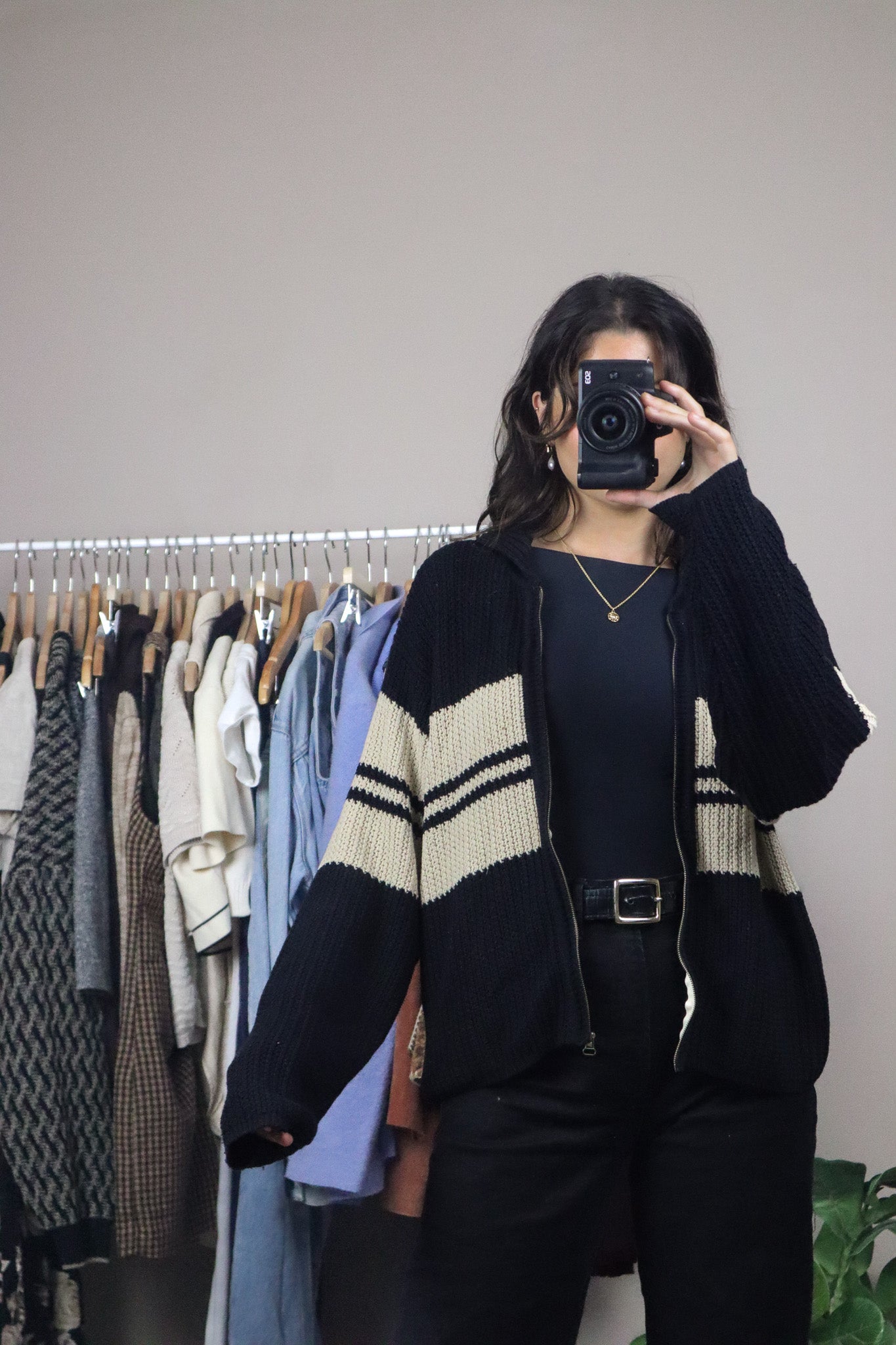 Vintage x Striped Zip Up Knit (M)