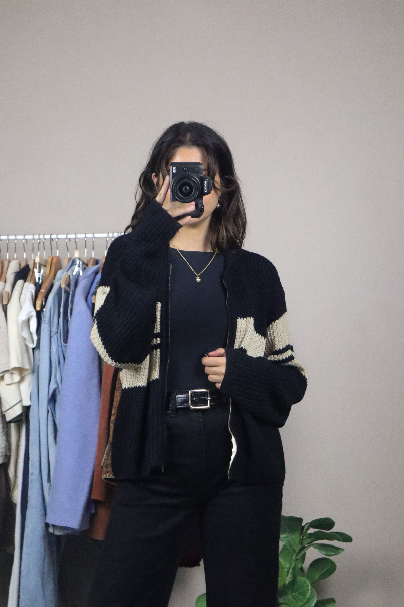 Vintage x Striped Zip Up Knit (M)