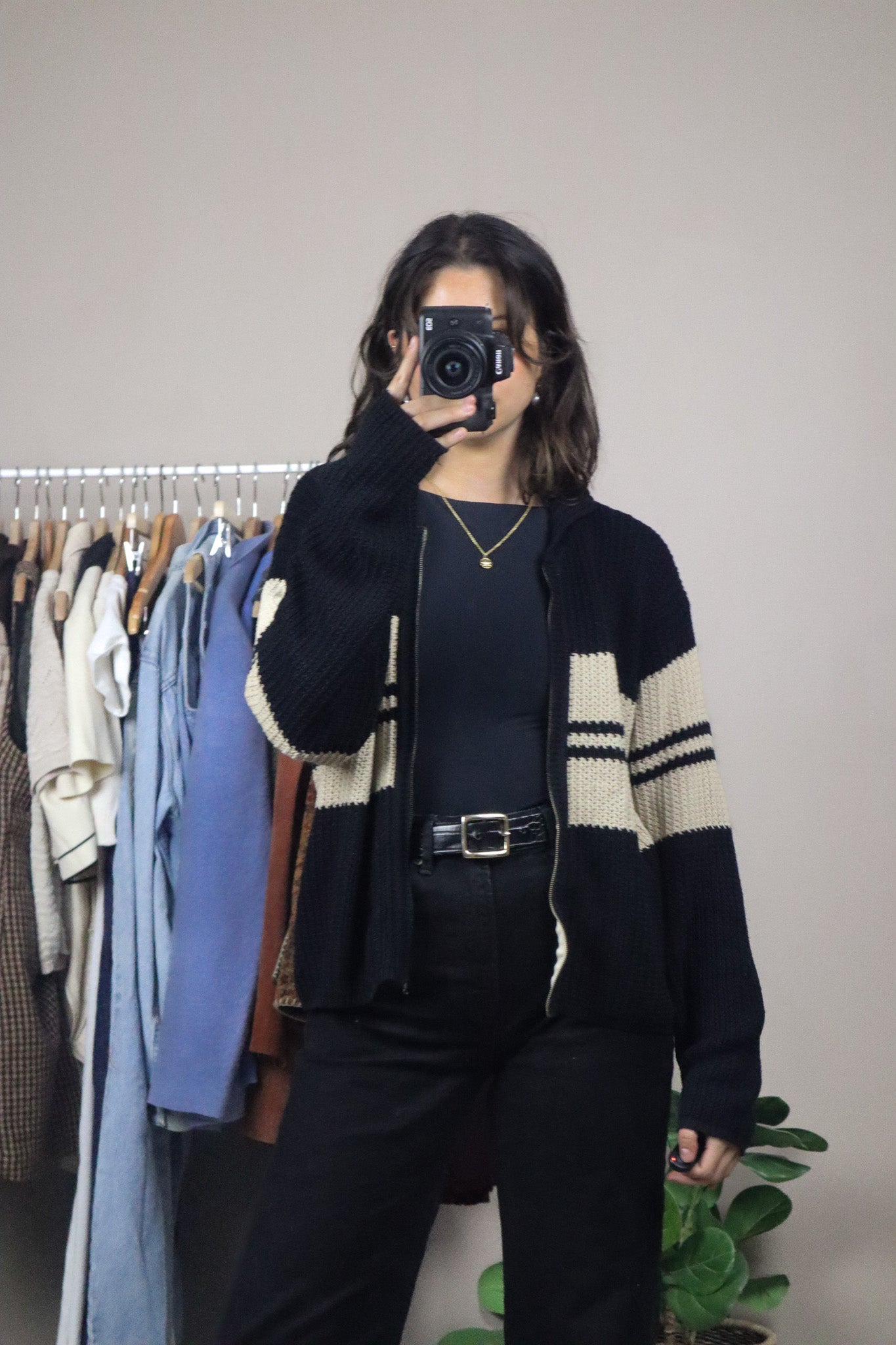 Vintage x Striped Zip Up Knit (M)