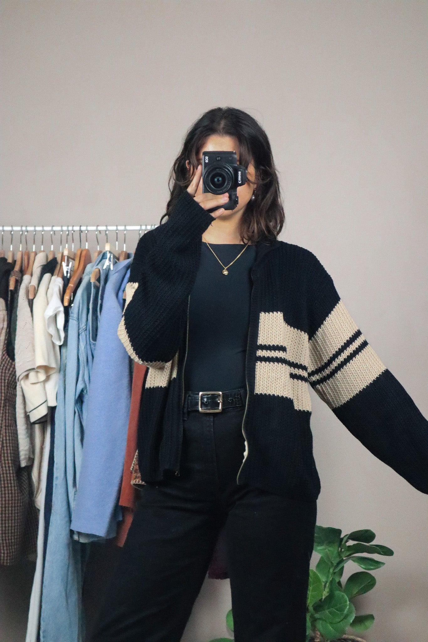 Vintage x Striped Zip Up Knit (M)