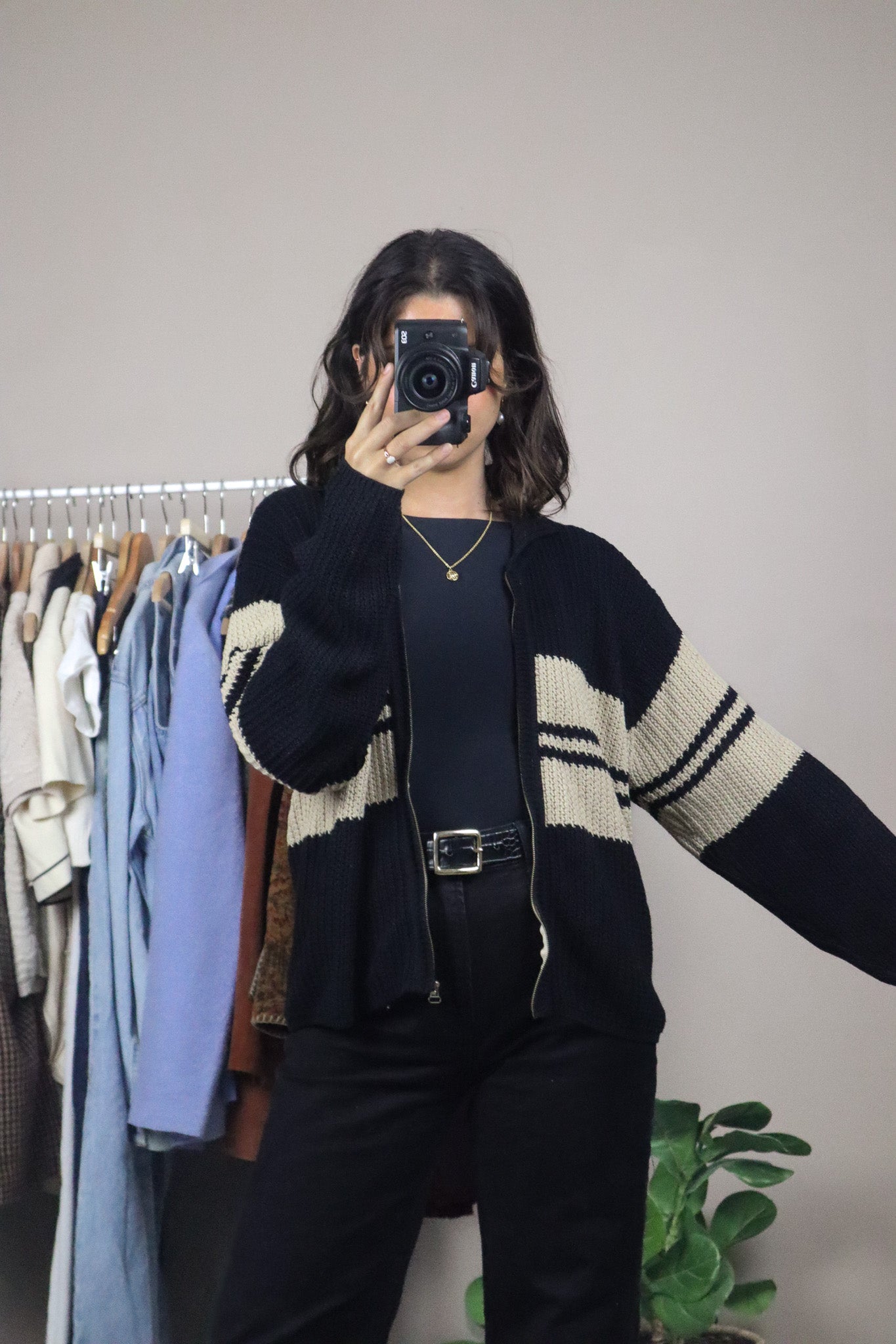 Vintage x Striped Zip Up Knit (M)
