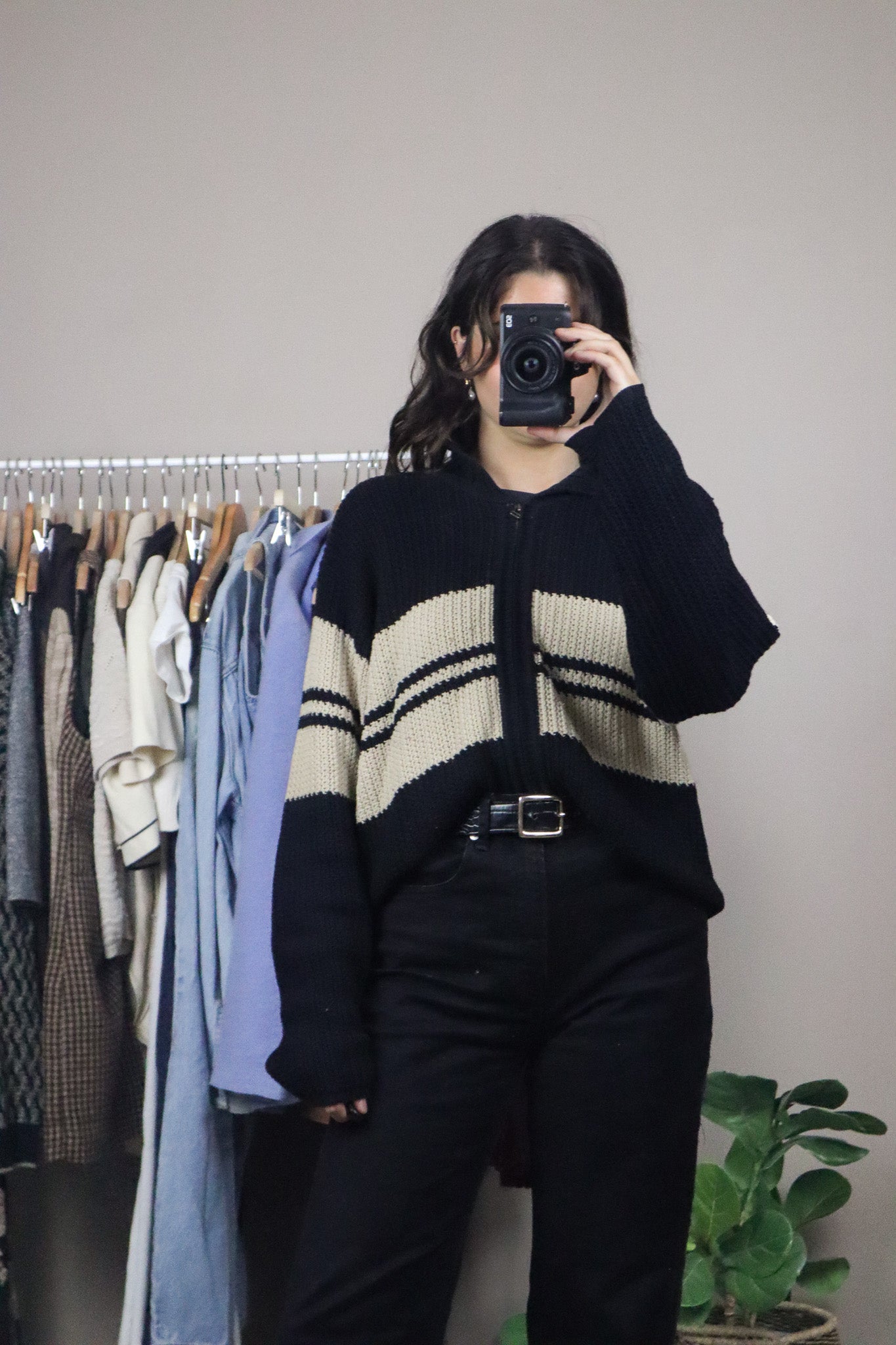 Vintage x Striped Zip Up Knit (M)