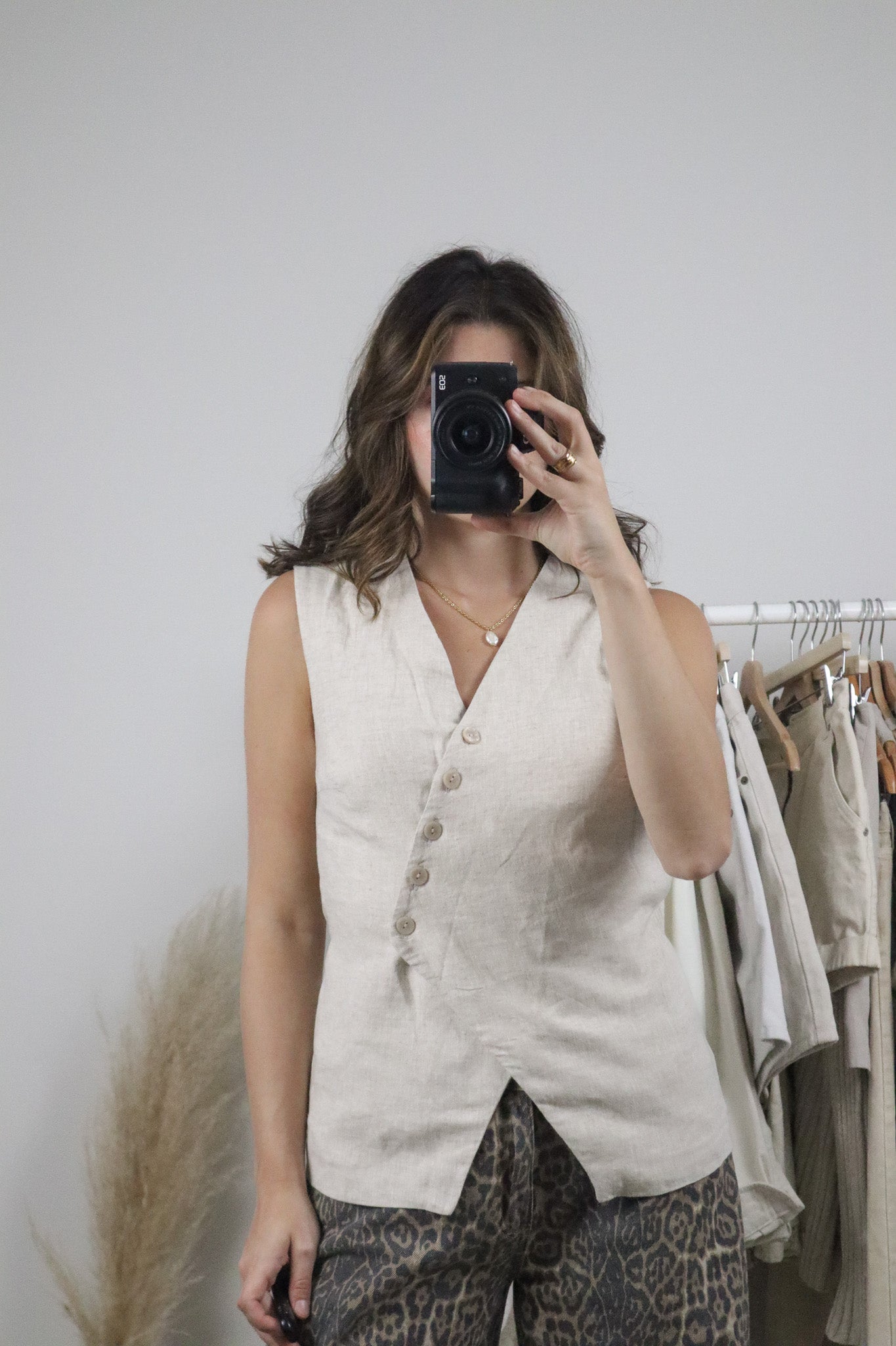 NWT x A&F x Linen Blend Tie Vest (XS/S)