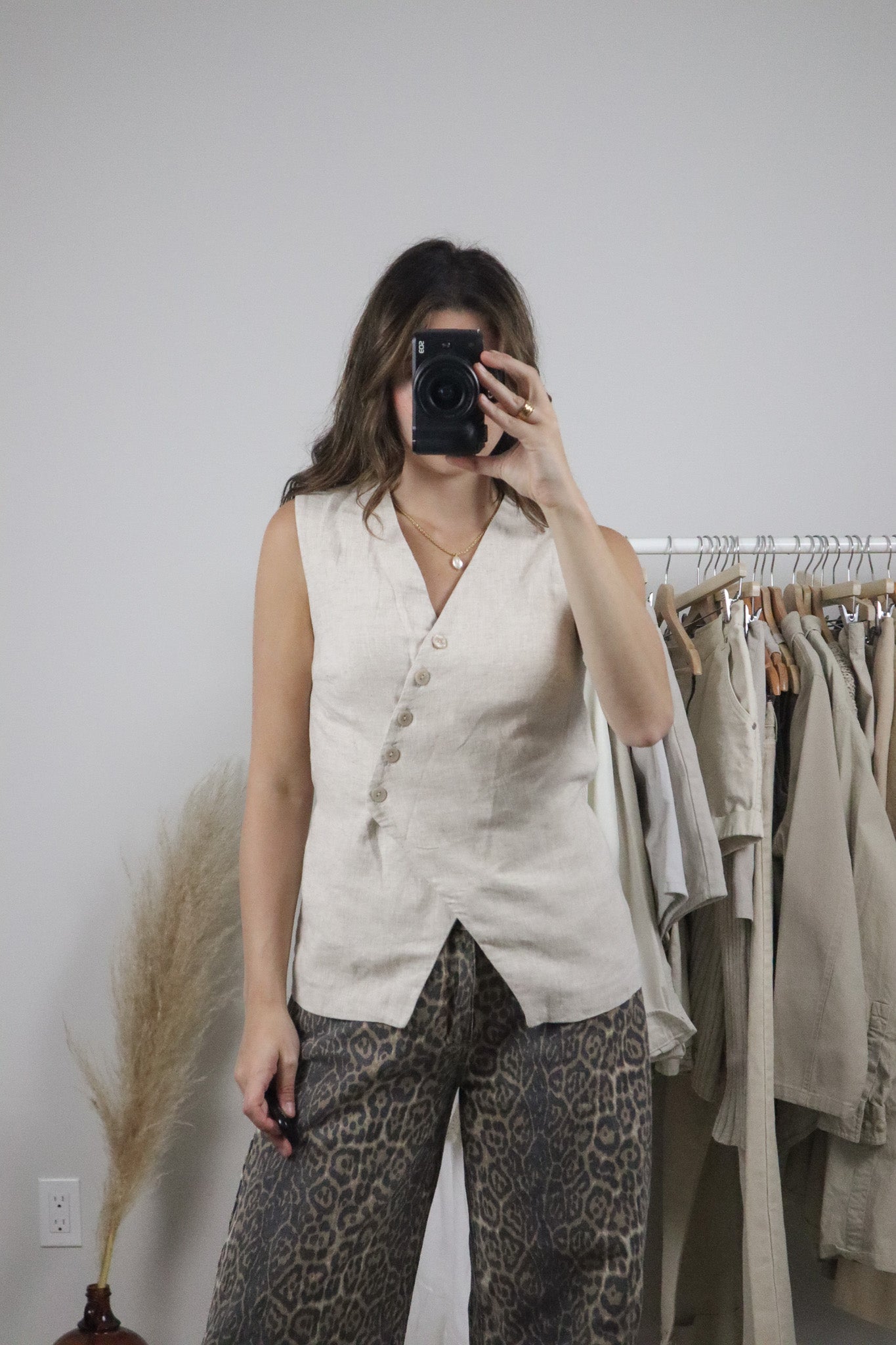 NWT x A&F x Linen Blend Tie Vest (XS/S)