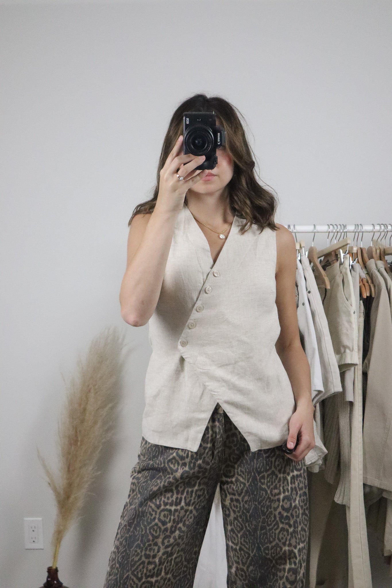 NWT x A&F x Linen Blend Tie Vest (XS/S)