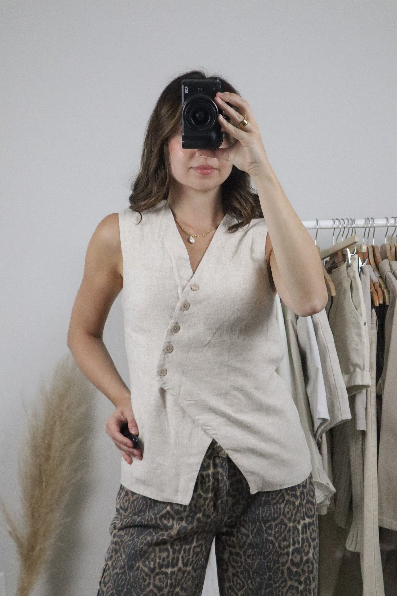 NWT x A&F x Linen Blend Tie Vest (XS/S)