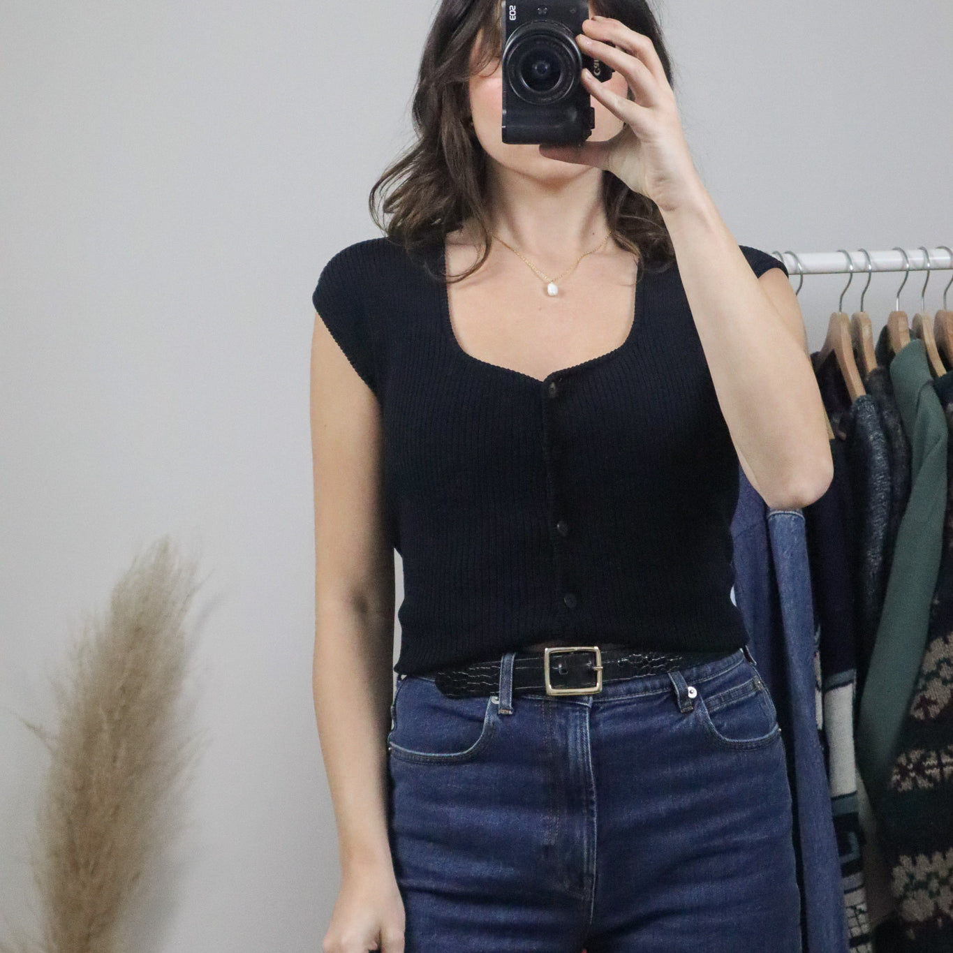 Vintage x Ribbed Short-Sleeve Knit (M)