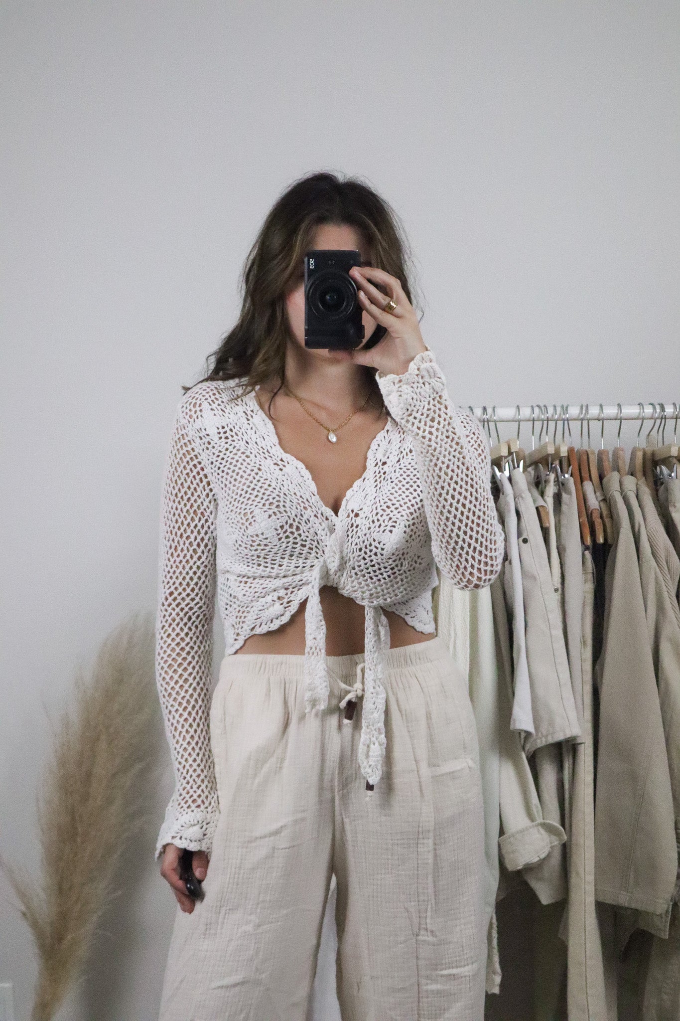 Vintage x Cotton Crochet Tie Cardigan (M)